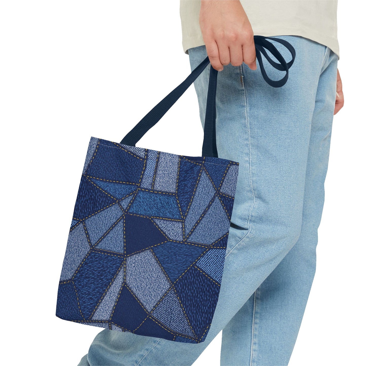 Denim Fabric Imitation Print Unisex Canvas Bag Poly Spun 3 Sizes Tote Bag 104
