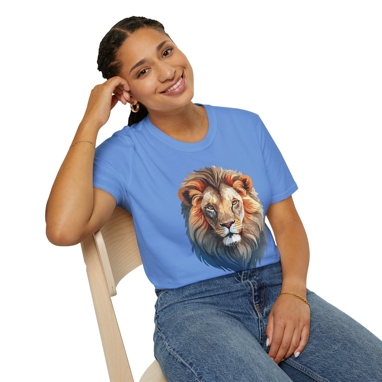 Gildan Softstyle Lion Print T Shirt Floral Tee For Unisex Everyday Comfort