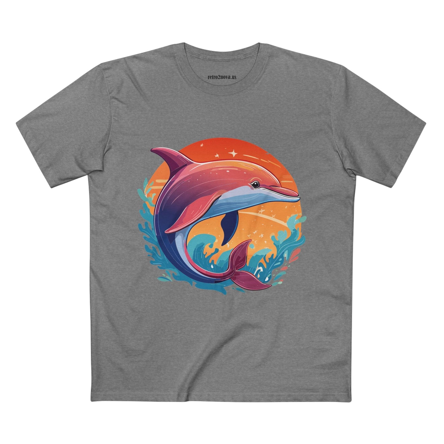 Dolphin Art Shirt for Men and Women Unisex Premium Cotton Tee Featuring Marine Life Illustration by Retro2Nova Collection