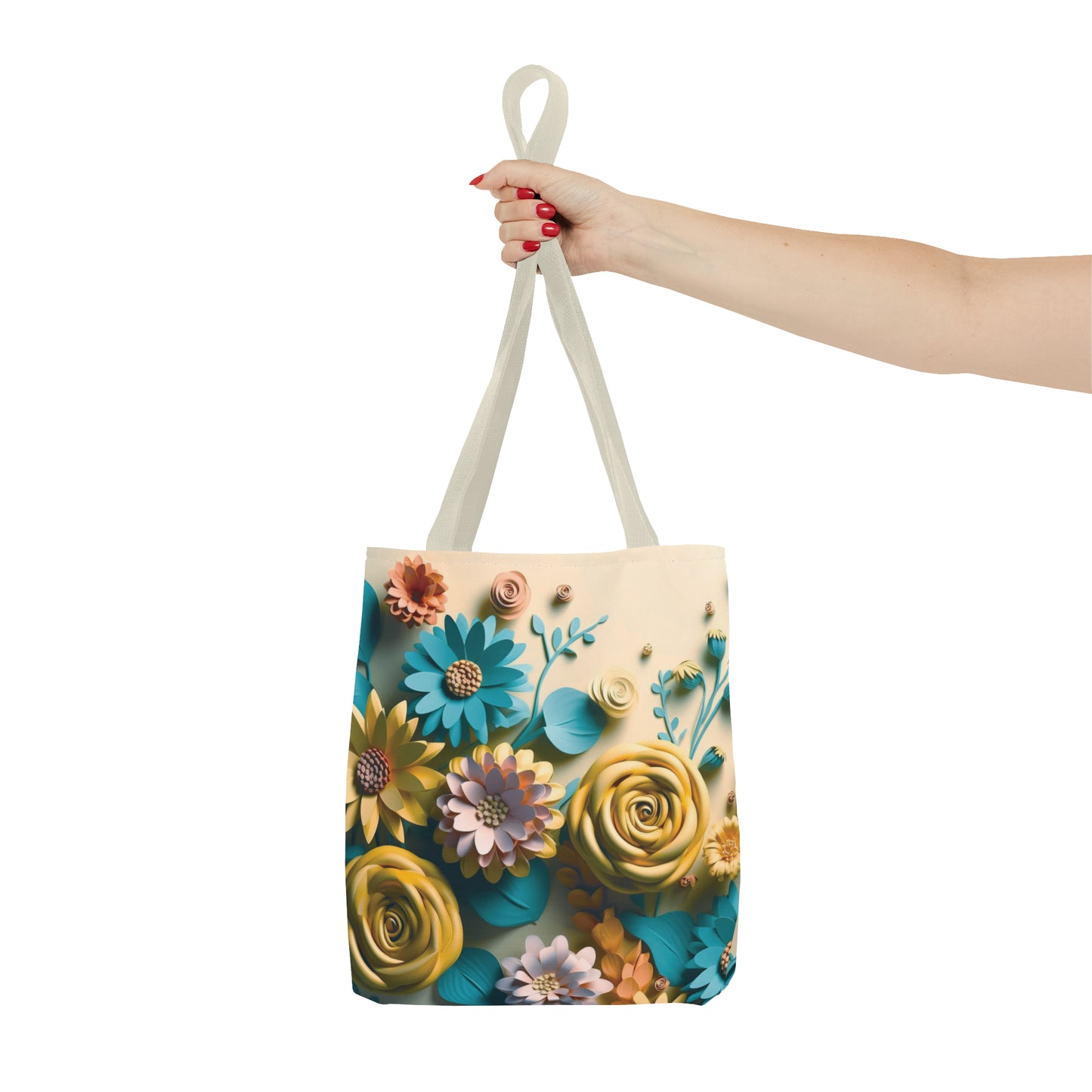 Canvastasche mit floralen Prints 