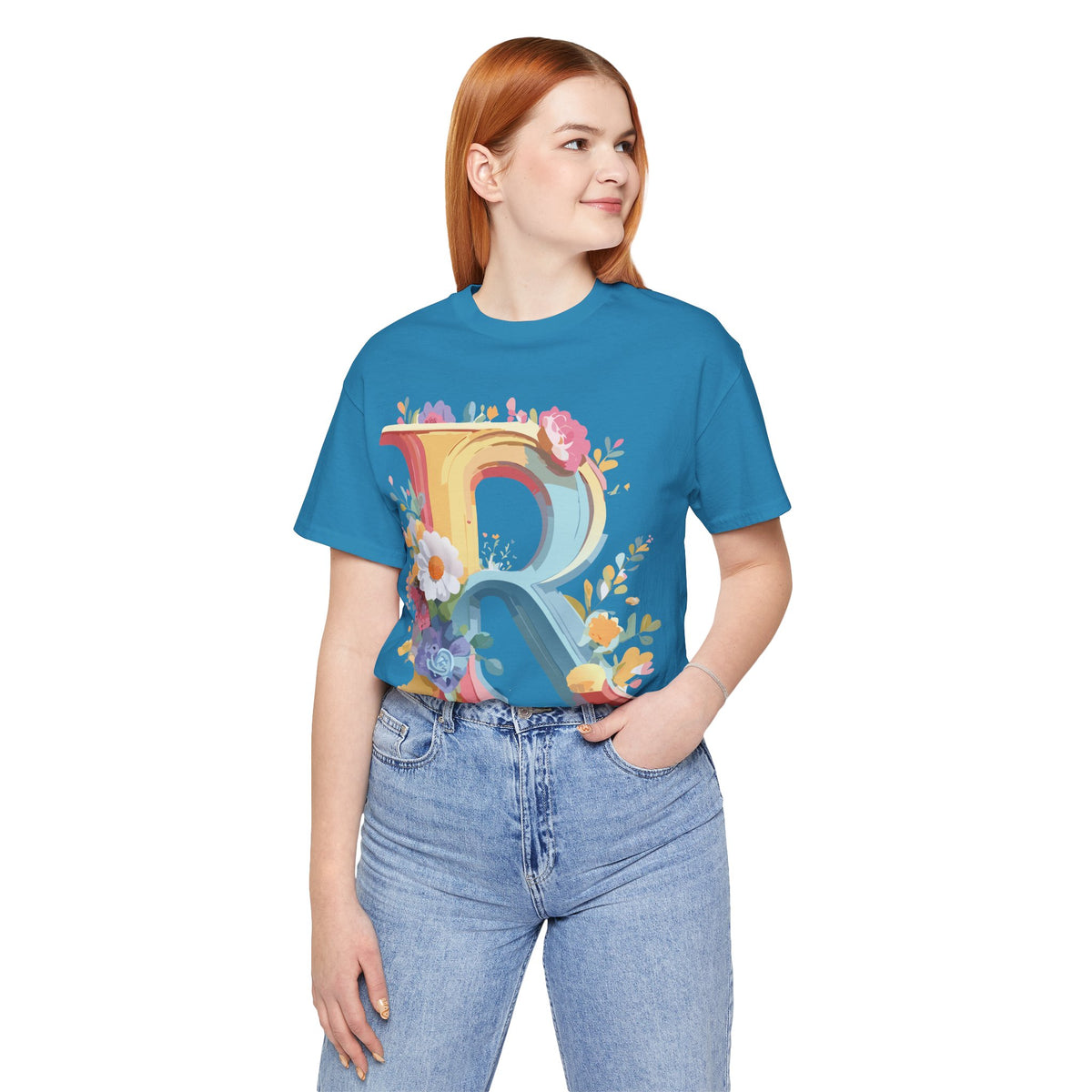 Letter R Graphic Unisex Cotton Bella+Canvas Tee with Art Letter Design