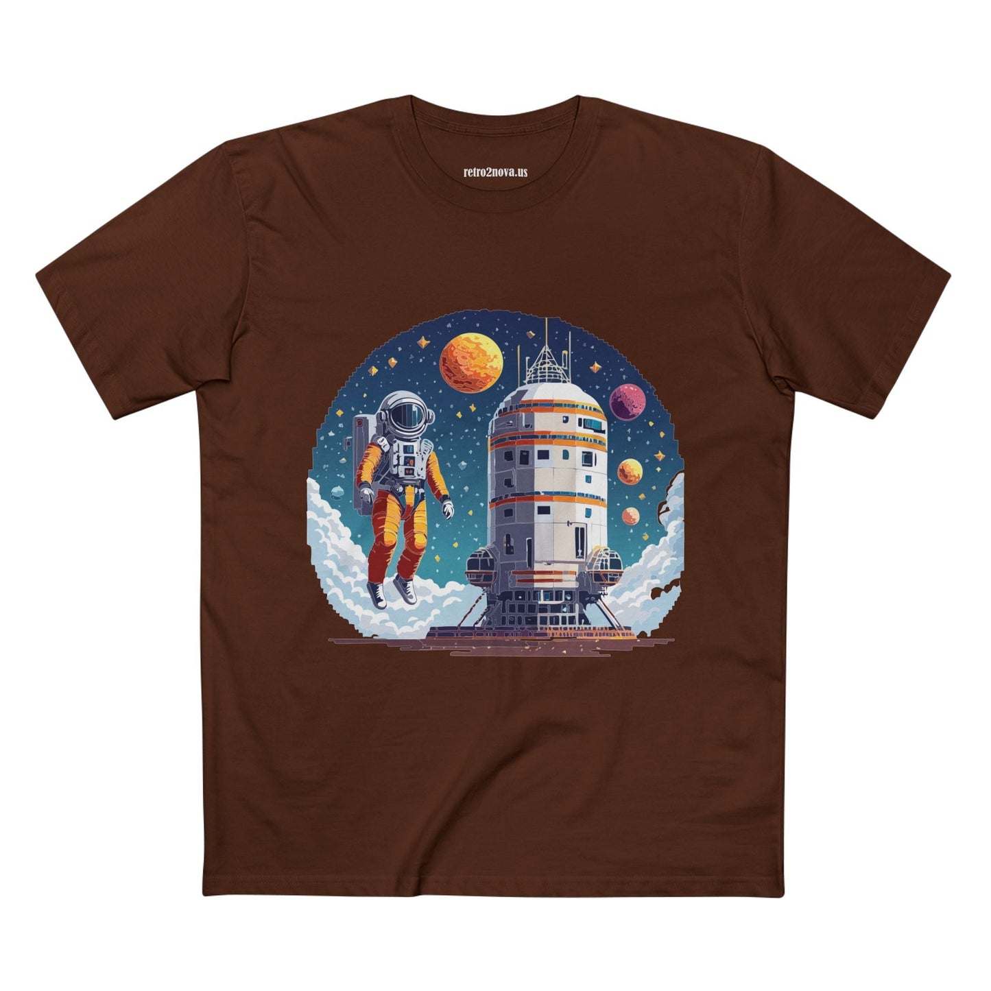 Cosmos Astronaut Shirt Unisex Premium Cotton Tee With Original Art By Retro2Nova Design