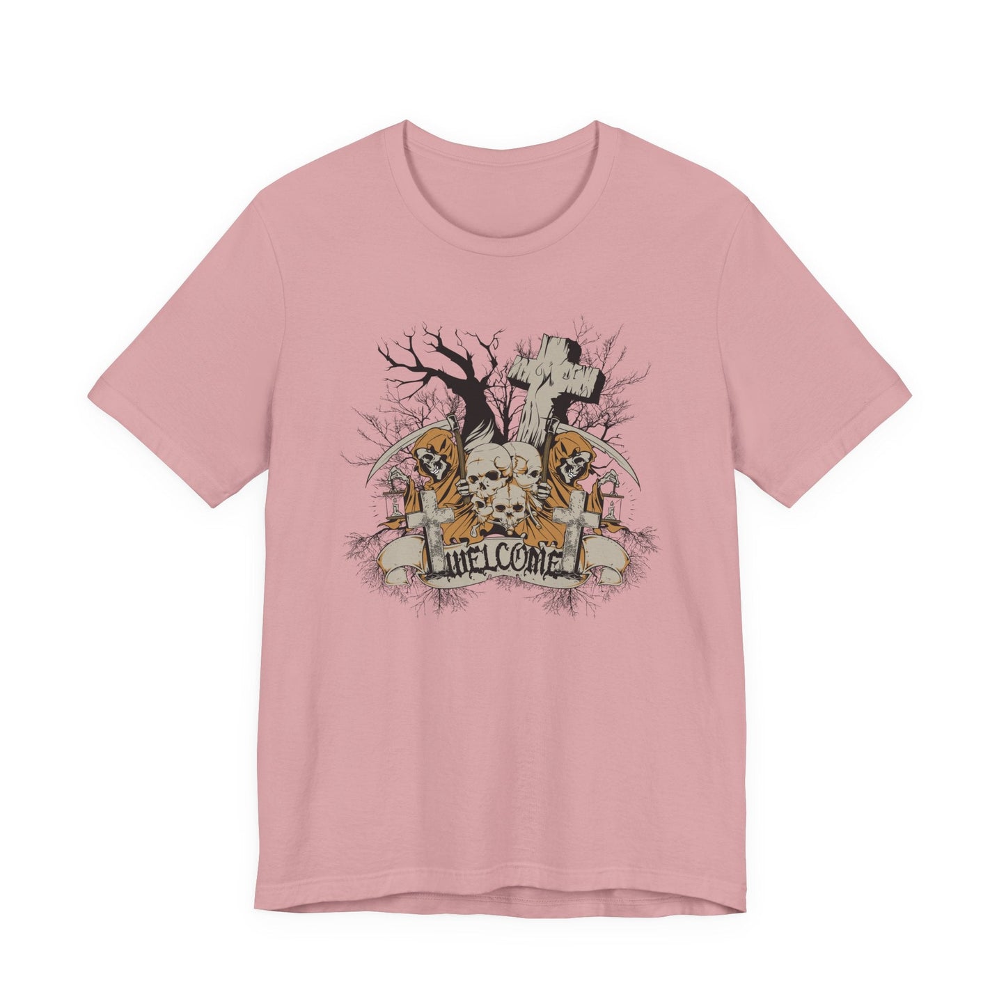 Skull Halloween Graphic Design Unisex Cotton T-Shirt Art-50