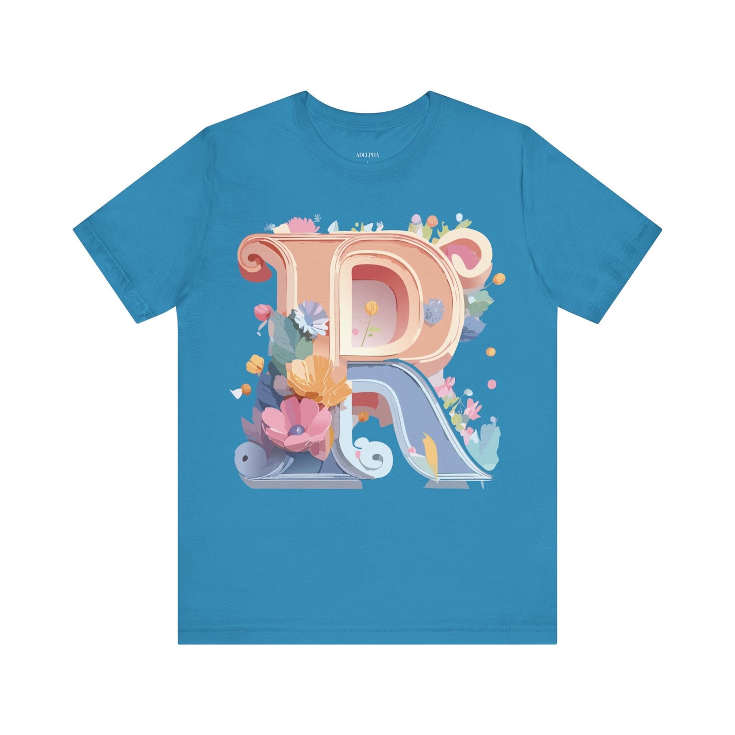Letter R Shirt Unisex Graphic Tee Premium Cotton Vintage Inspired Art By Adelpha Short Sleeve