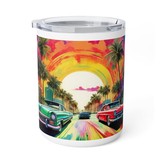 32 Art Design Insulated Coffee Mug Clear Lid 10oz Insulated Coffee Mug 10oz