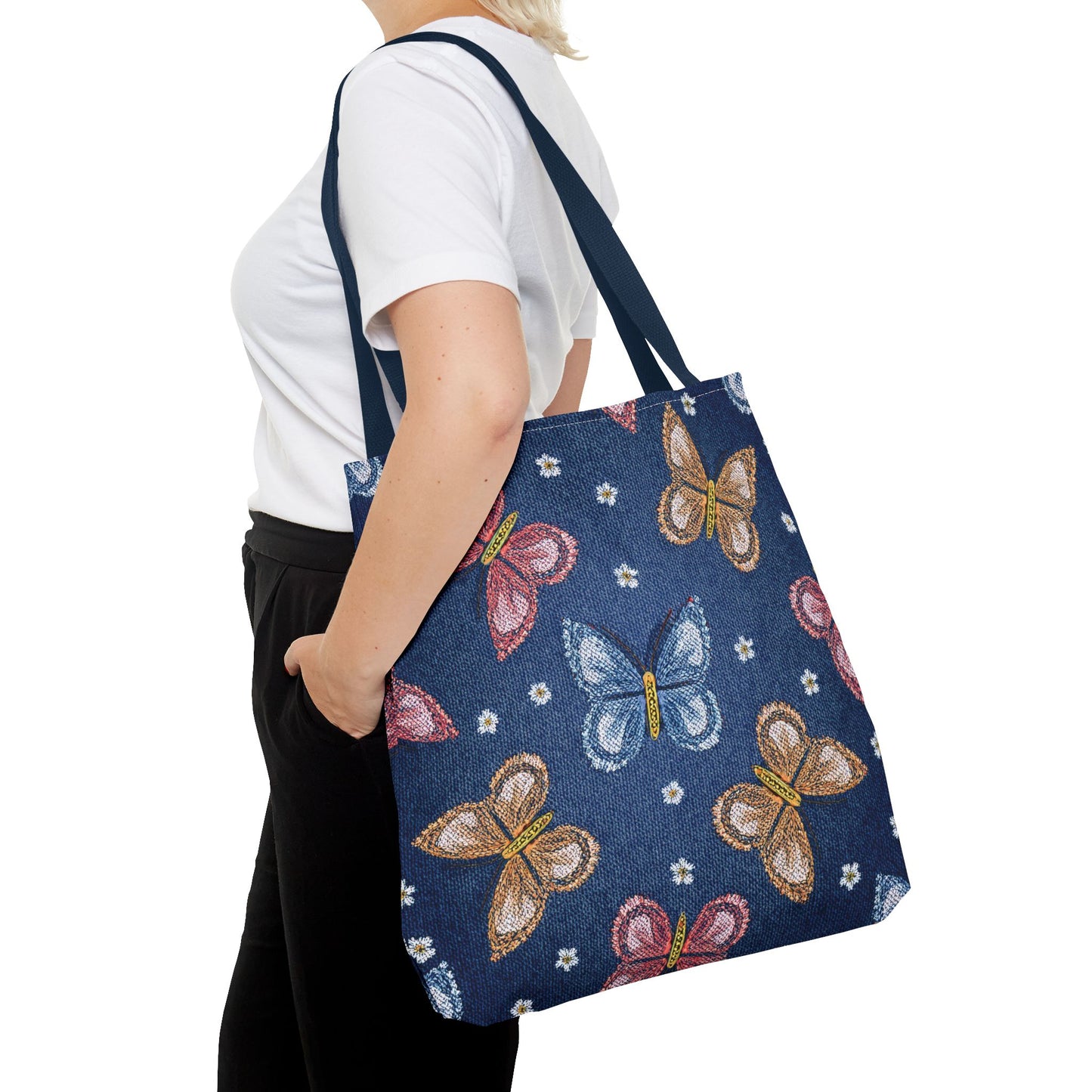 Denim Fabric Imitation Print Unisex Canvas Bag Poly Spun 3 Sizes Tote Bag 171