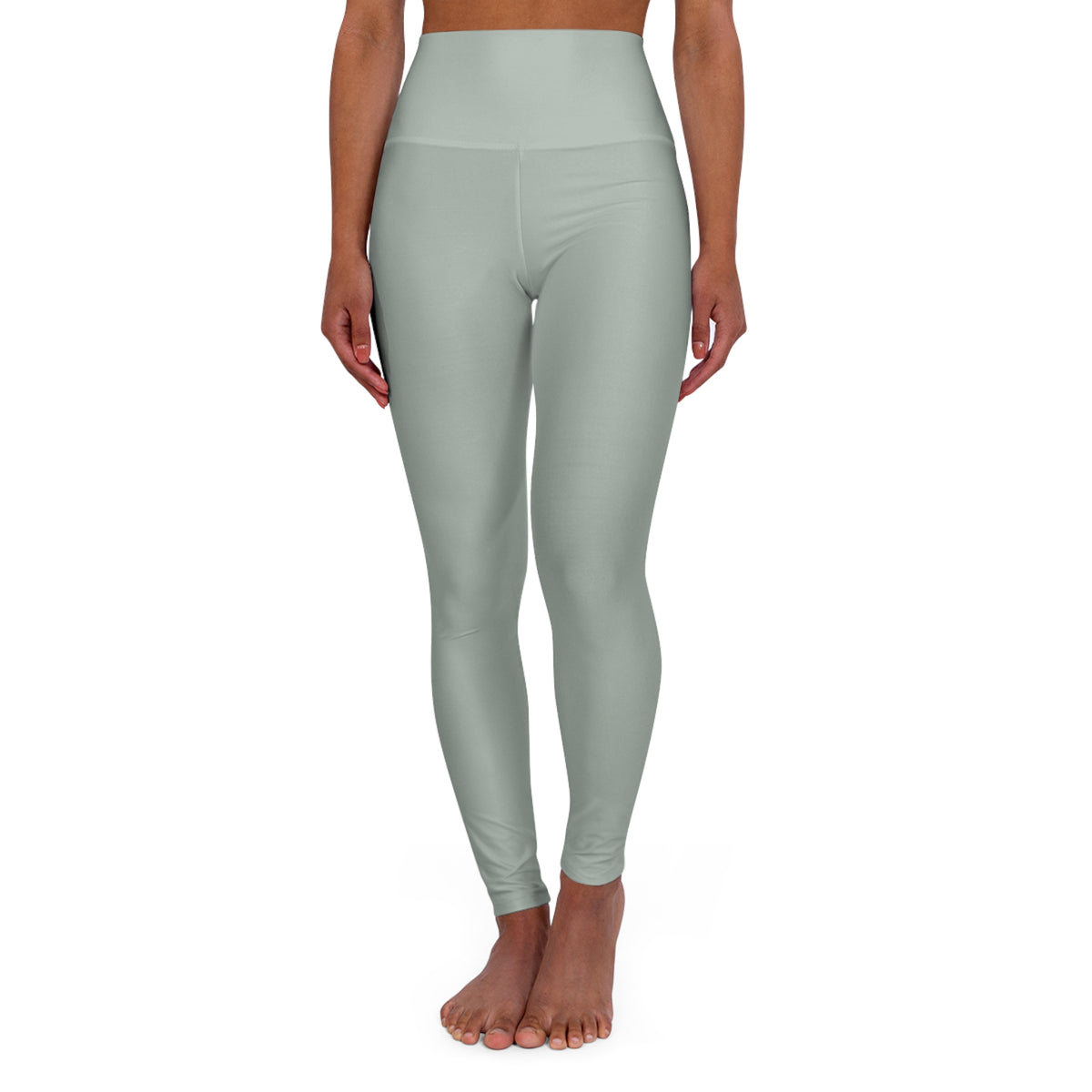 Light Ash Jade Color High-Waist Yoga Leggings Women's Seamless Poly-Span Stretchy Pants XS-2XL