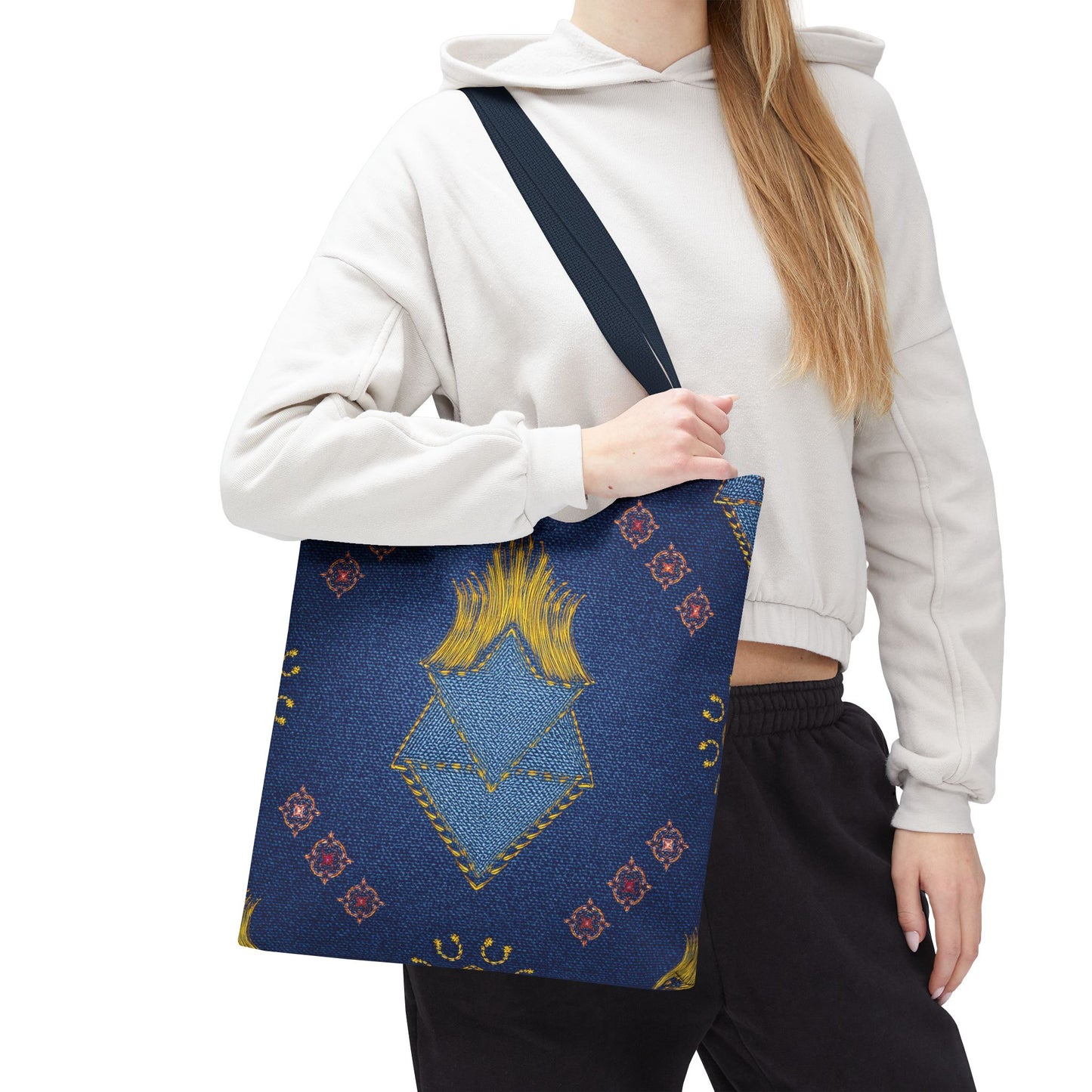 Diwali Graphic Denim Fabric Imitation Print Unisex Canvas Bag Poly Spun 3 Sizes Tote Bag 205-12
