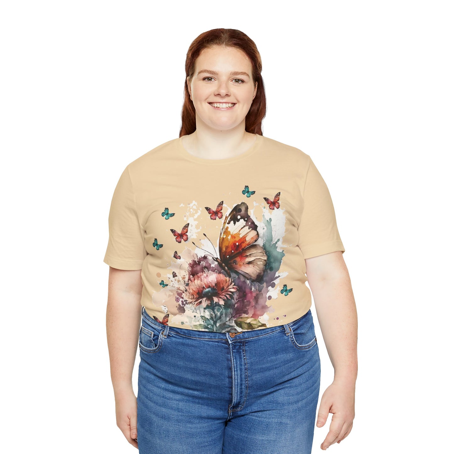 Cotton Tee Shirt with Butterfly Prints