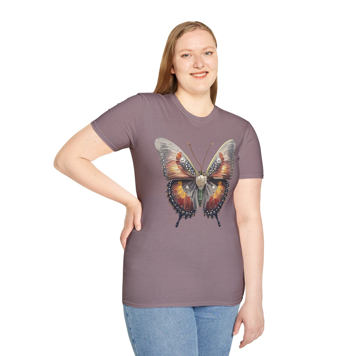 Butterfly Shirt Unisex Lightweight 100 Cotton Gildan Softstyle 64000 Tee Monarch Butterfly Design