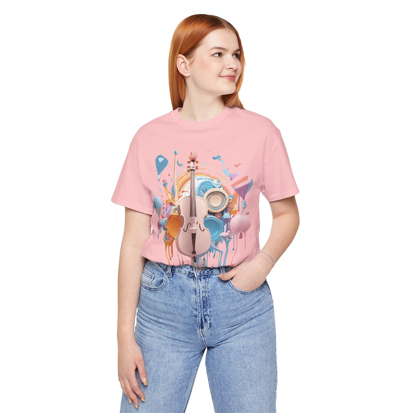 Music Graphic Unisex 100 Cotton Vintage Art with Musical Elements Tee 80