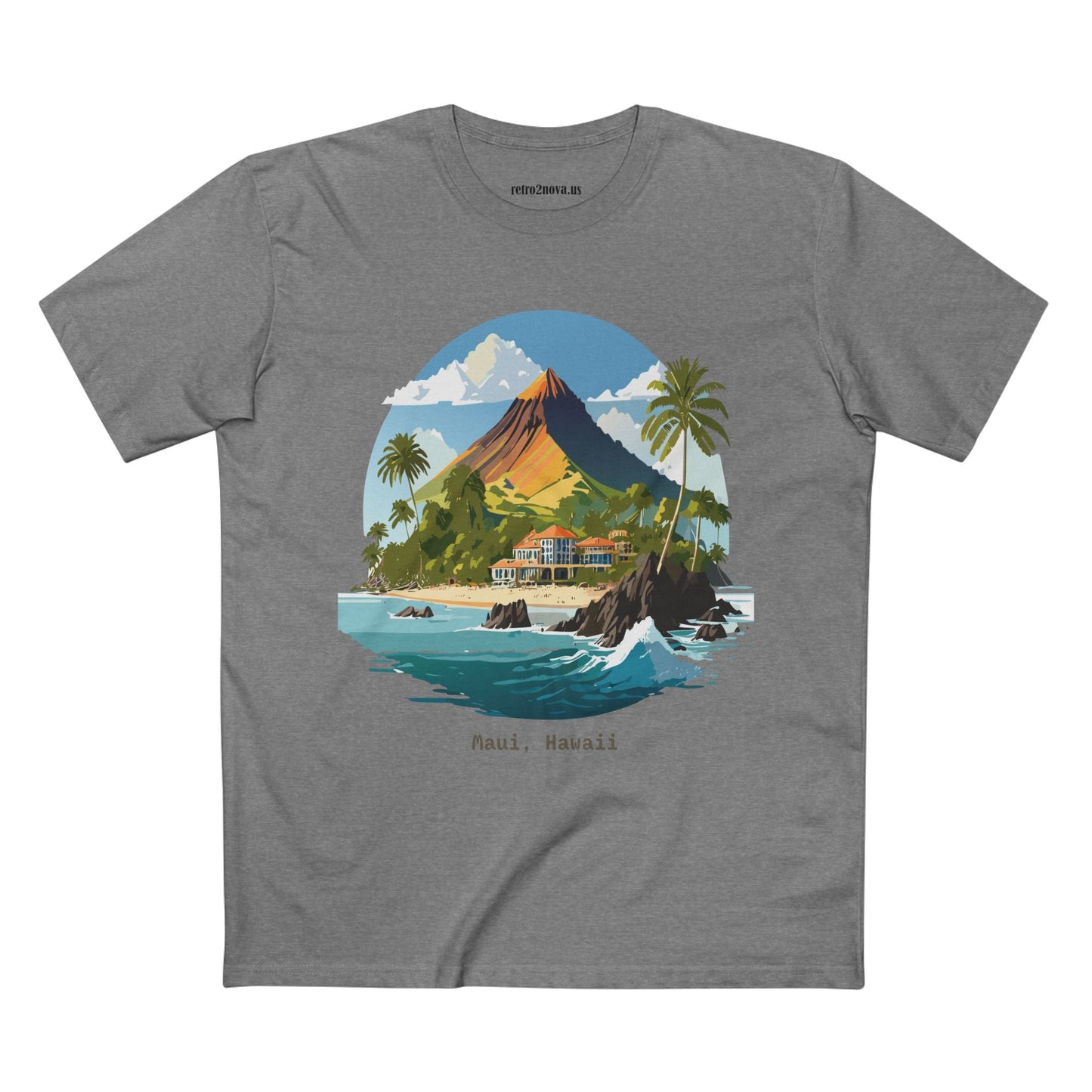 Retro2Nova Unisex Premium Cotton Art Tee Travel Shirt Hawaii Design Comfortable Everyday Tee