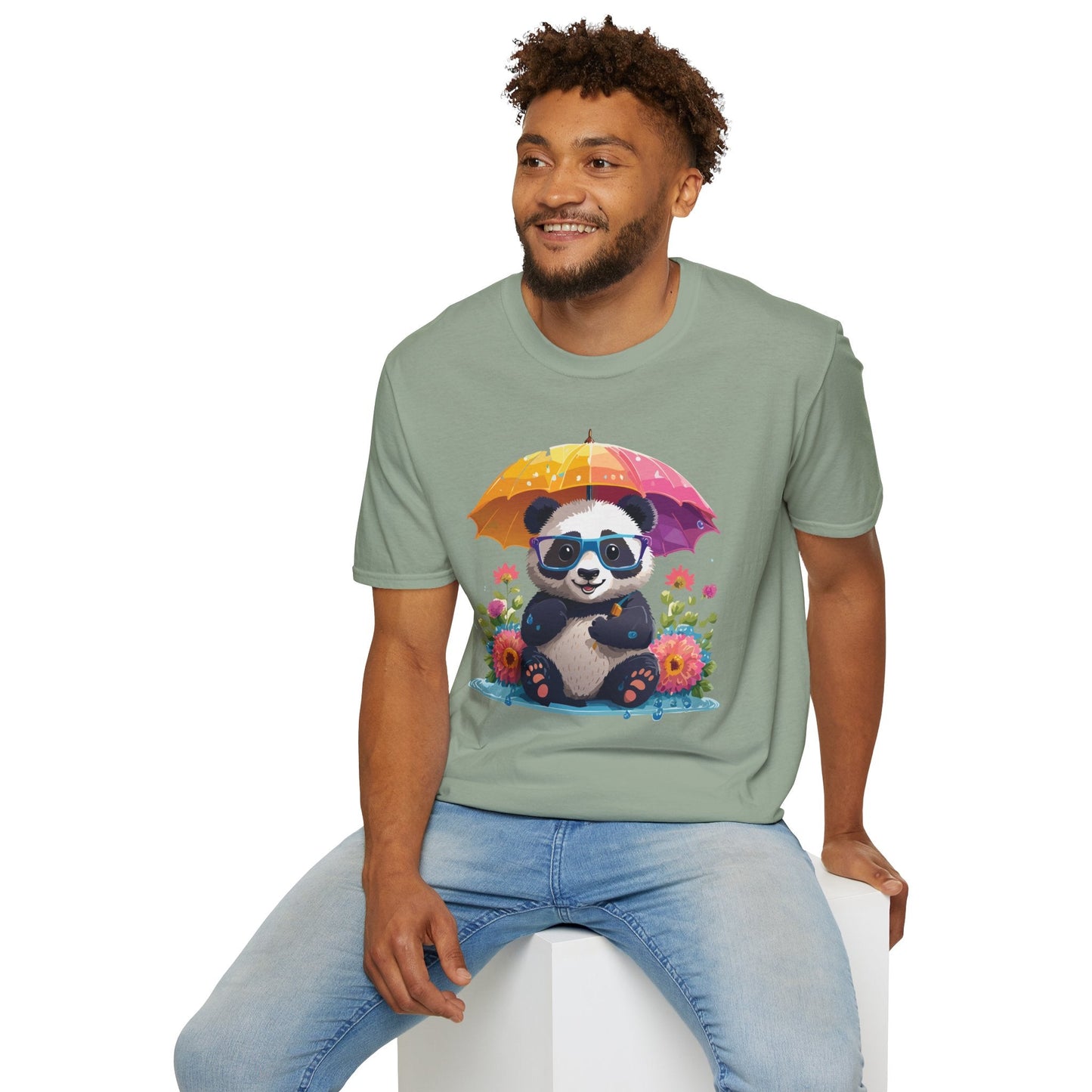 Unisex Panda Shirt Softstyle Tee 100 Percent Ring Spun Cotton Comfortable Animal Tee