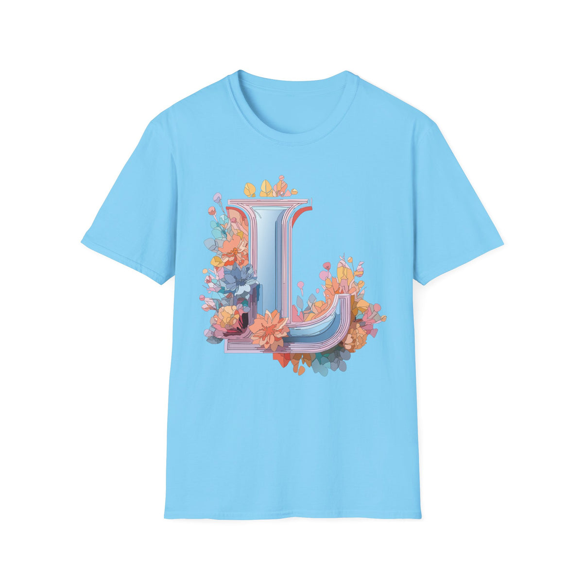 Floral Letter L T-Shirt | Monogram Initial Tee