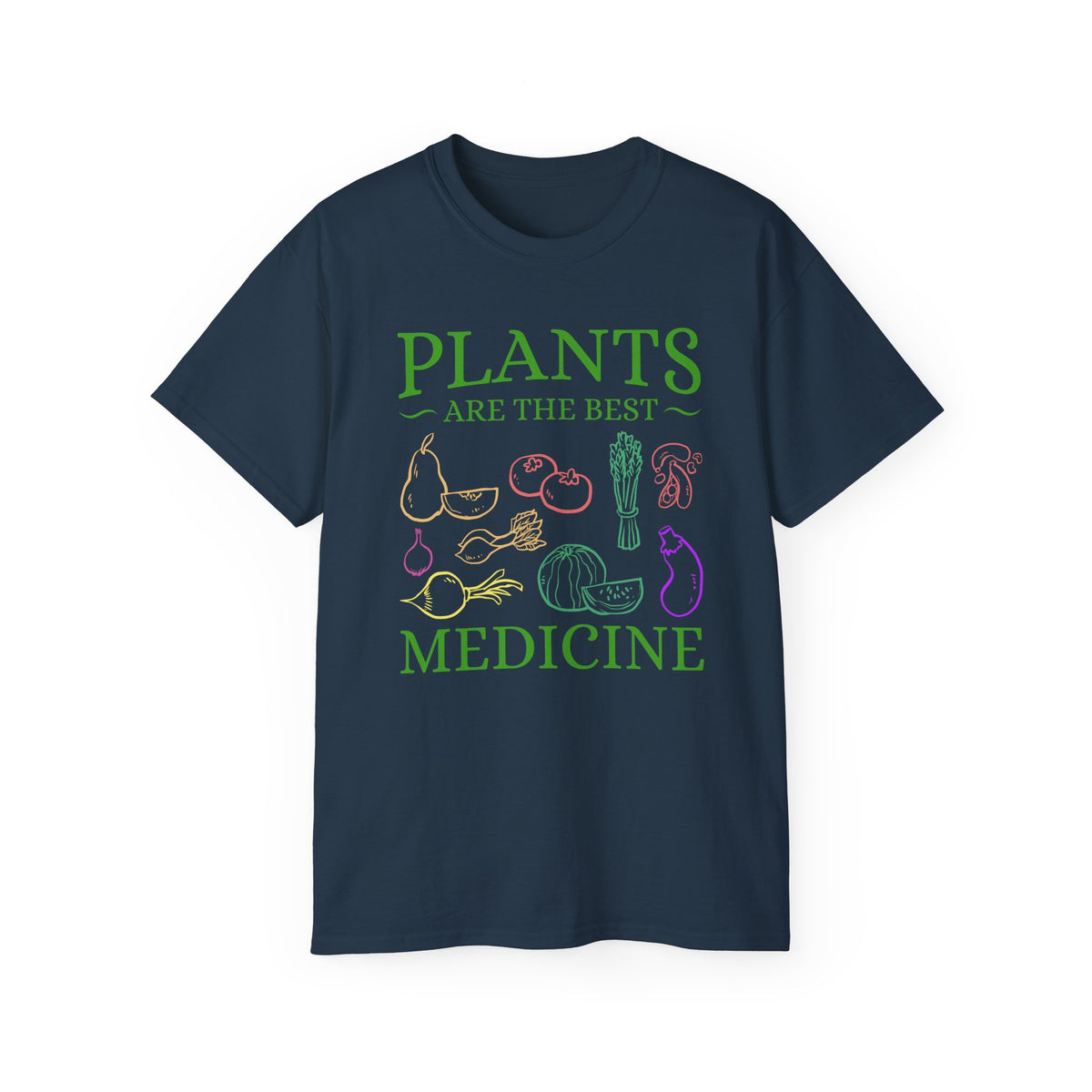 Plants Are the Best Medicine T-Shirt | Vegetable Line Art, Herbal Wellness Tee