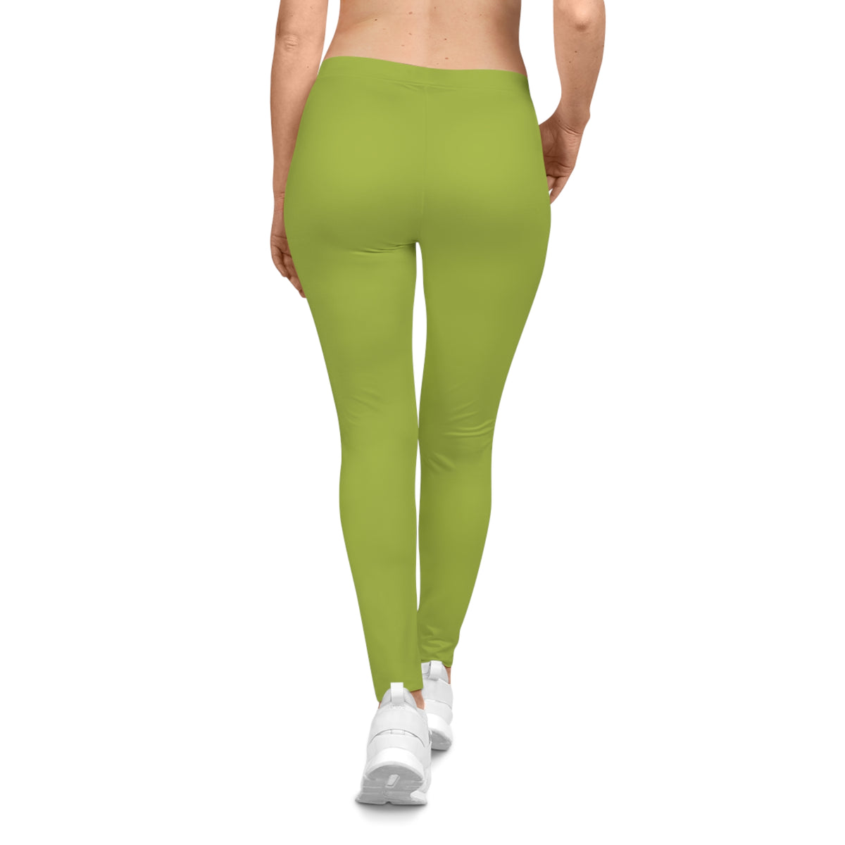Lime Green Color Women's Poly-Span Casual Leggings XS-2XL