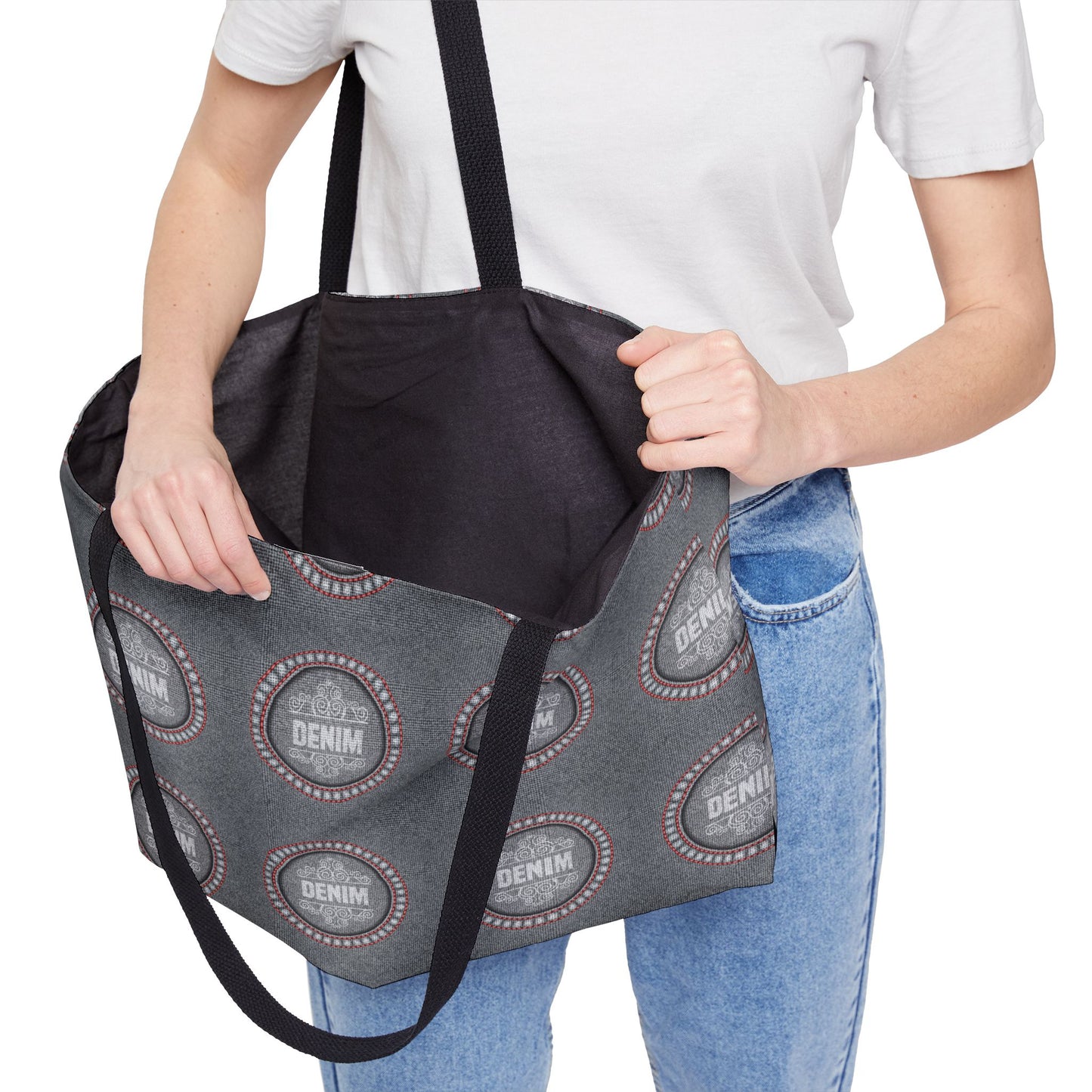 Denim Print Yoga Bag High-Quality 100% Spun Polyester 24x13 Canvas Gym Bag 23