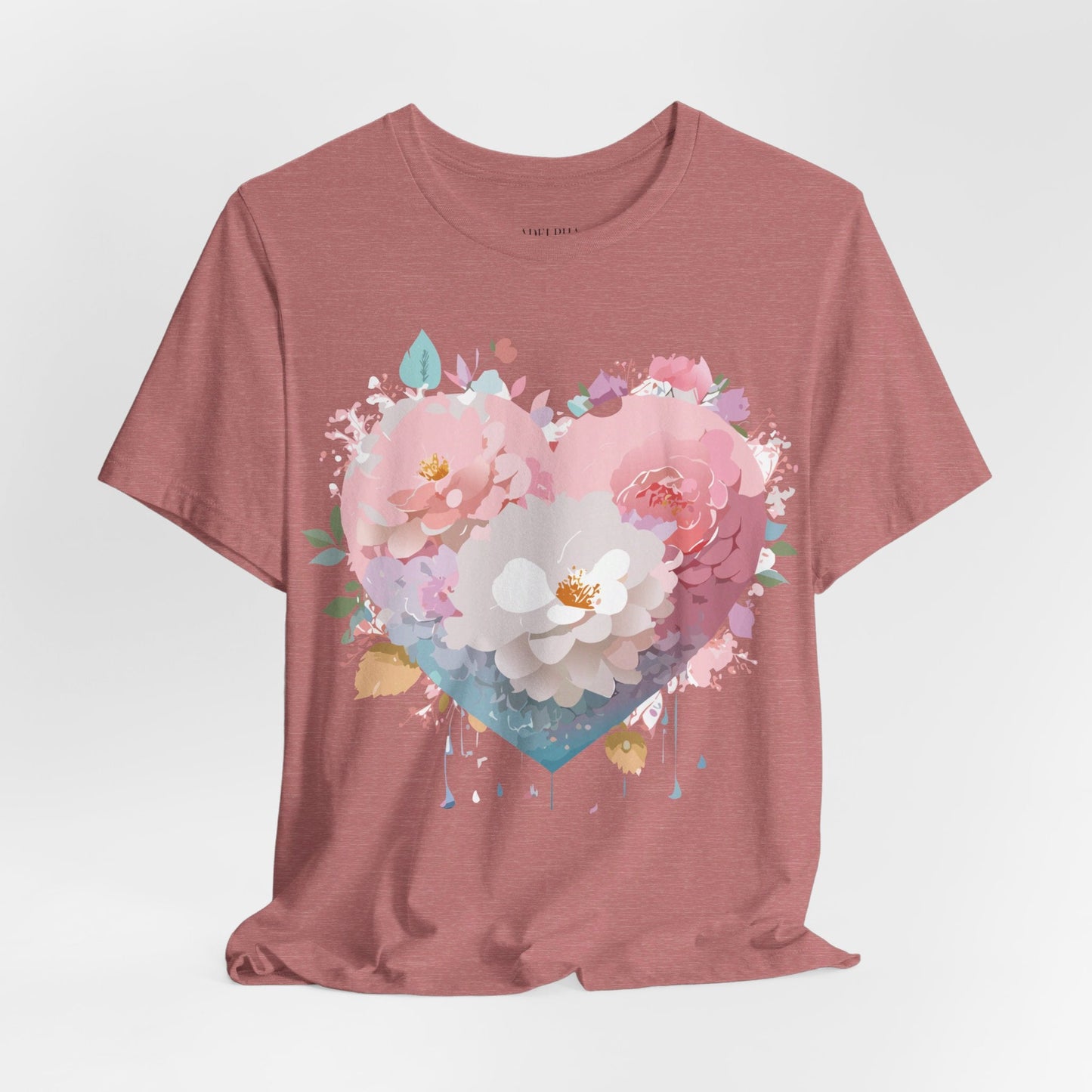 Valentine Day Graphic Unisex 100 Cotton Vintage Artwork with Love and Flower Design Tee 35