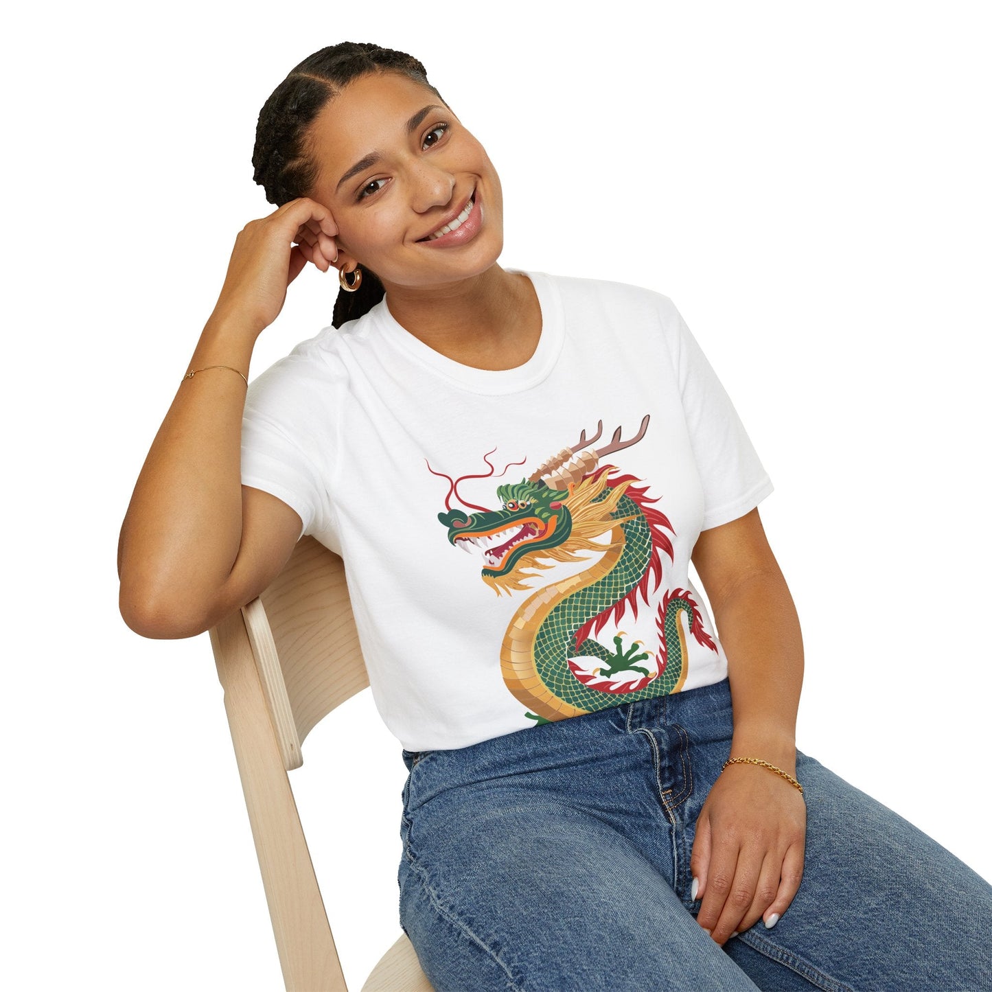 Dragon Graphic Unisex Cotton Softstyle Art Design Tee With Animals 9