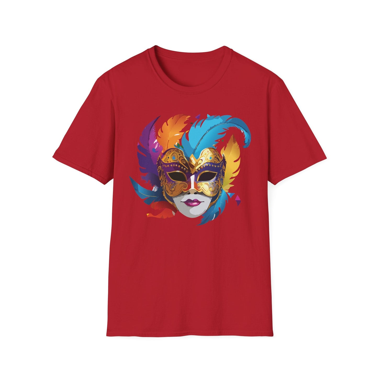 Mask Tee Shirt Unisex Short Sleeve Cotton Tee Art Design Masquerade Gildan Softstyle 64000