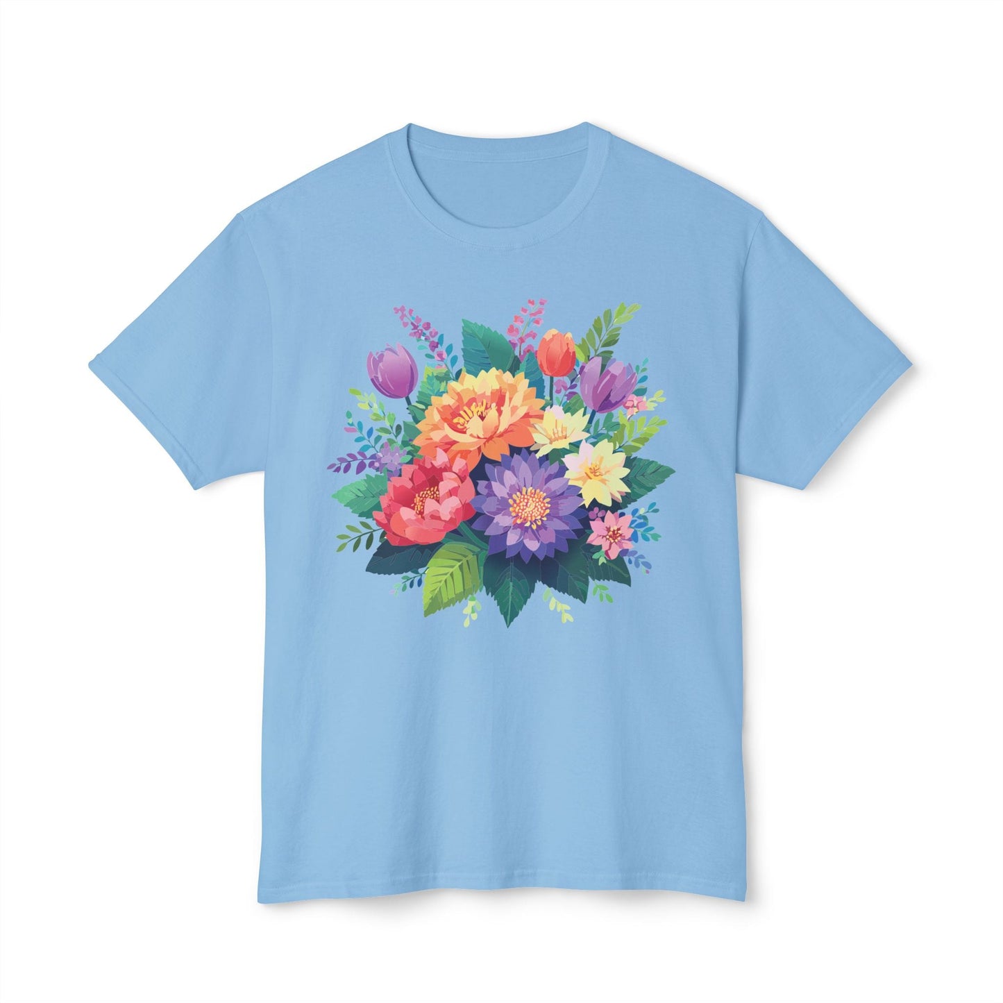 Unisex HD Cotton Art Print T Shirt Floral Design Tee Vintage Flowers Tee Shirt Made in USA