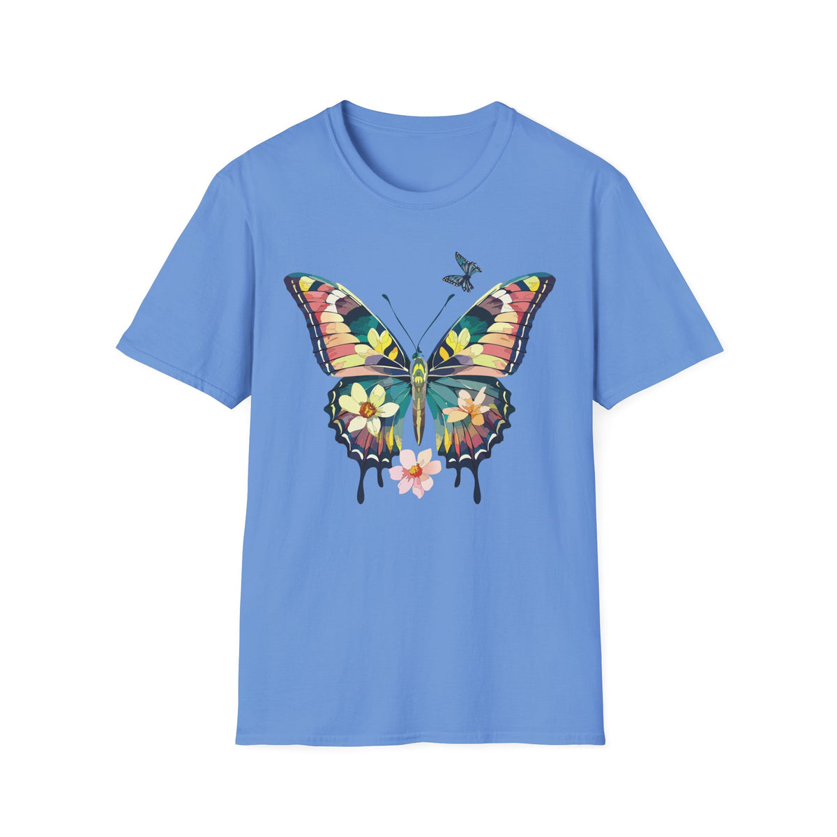 Butterfly Watercolor T-Shirt — Floral Drip Wings Graphic Tee Unisex 100 Cotton Gildan T-Shirt