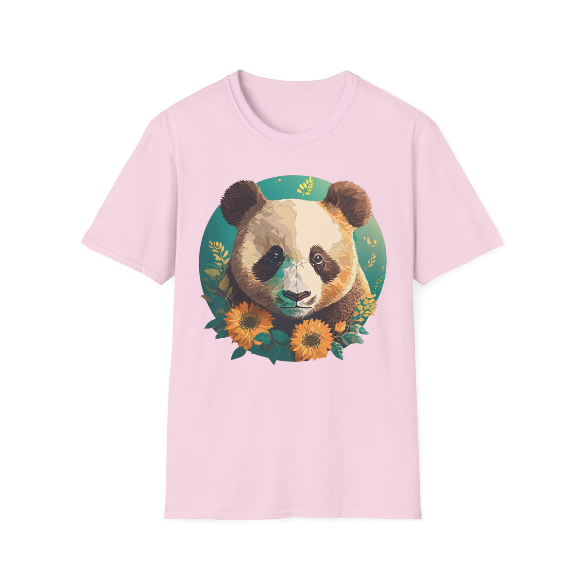 Panda Face with Sunflowers T-Shirt | Cute Floral Bear Graphic