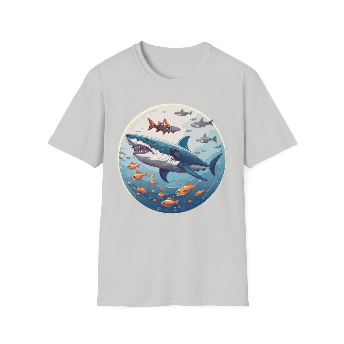 Great White Shark Circle Illustration T-Shirt | Ocean Sealife Sharks