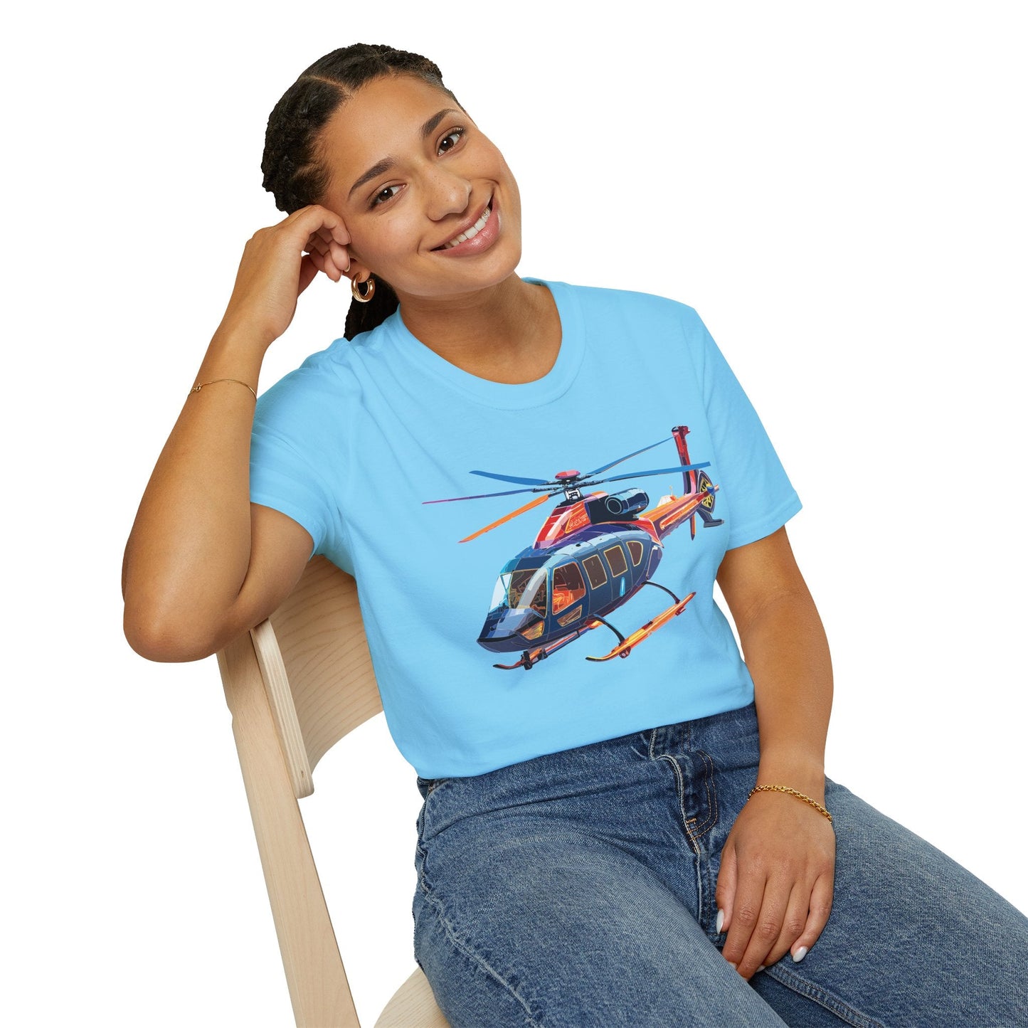 Chopper Helicopter Graphic T Shirt Unisex Softstyle Cotton Short Sleeve Artwork Design