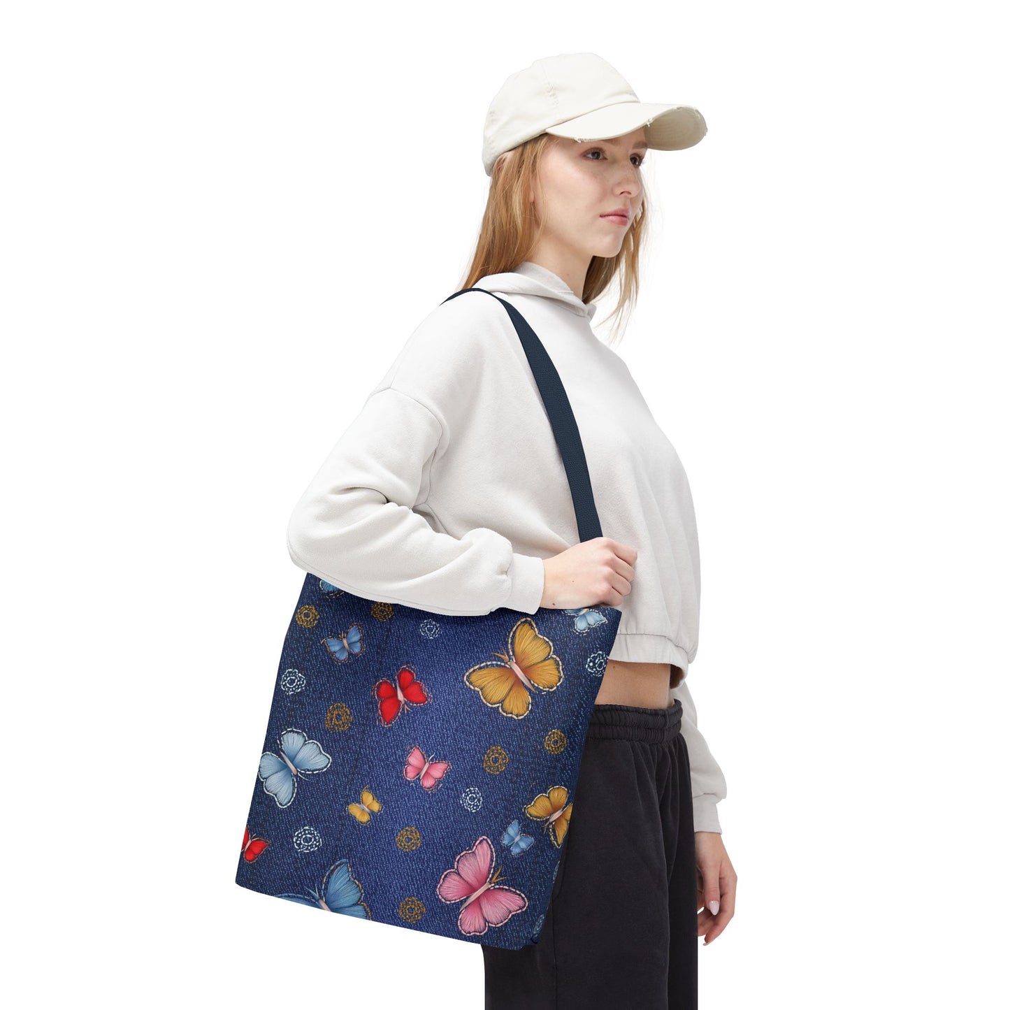Denim Fabric Imitation Print Unisex Canvas Bag Poly Spun 3 Sizes Tote Bag 169