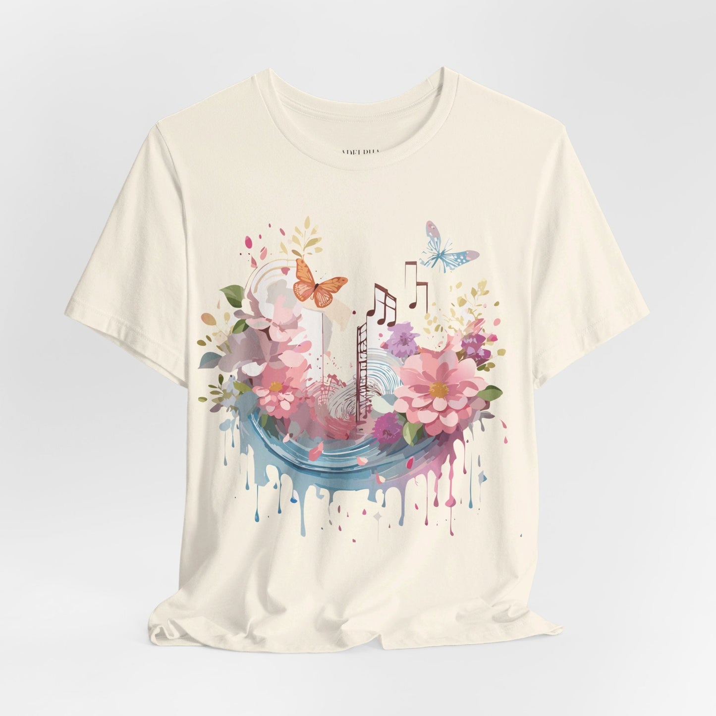 Music Graphic Unisex 100 Cotton Vintage Art with Musical Elements Tee 122