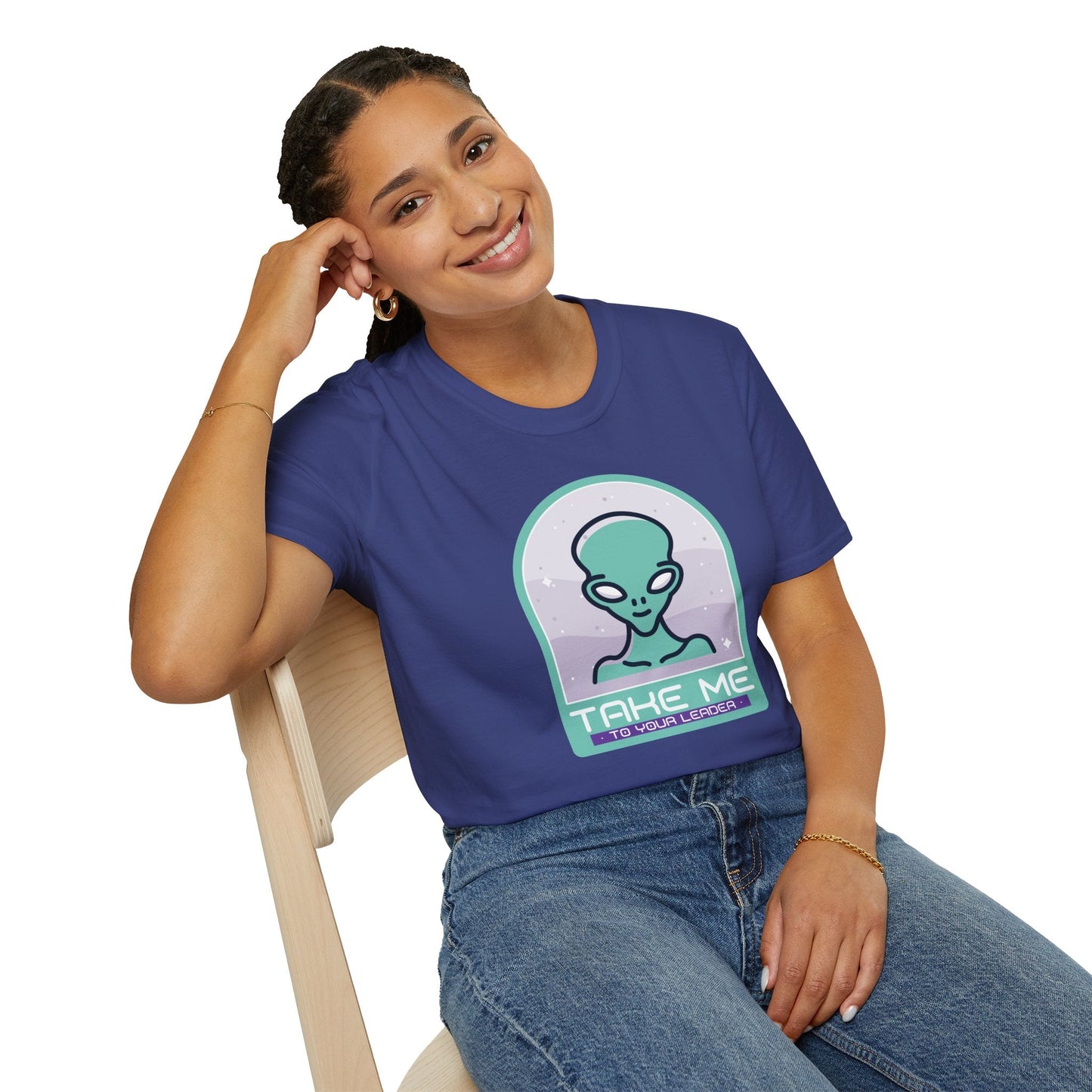 Alien Graphic TShirt  Take Me to Your Leader Retro Space Tee