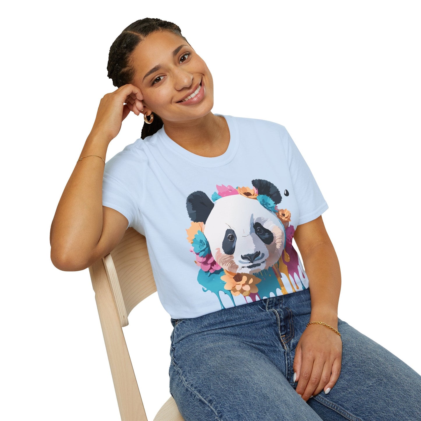 Unisex Panda Shirt Softstyle Cotton Tee For Everyday Wear With Cute Animal Print