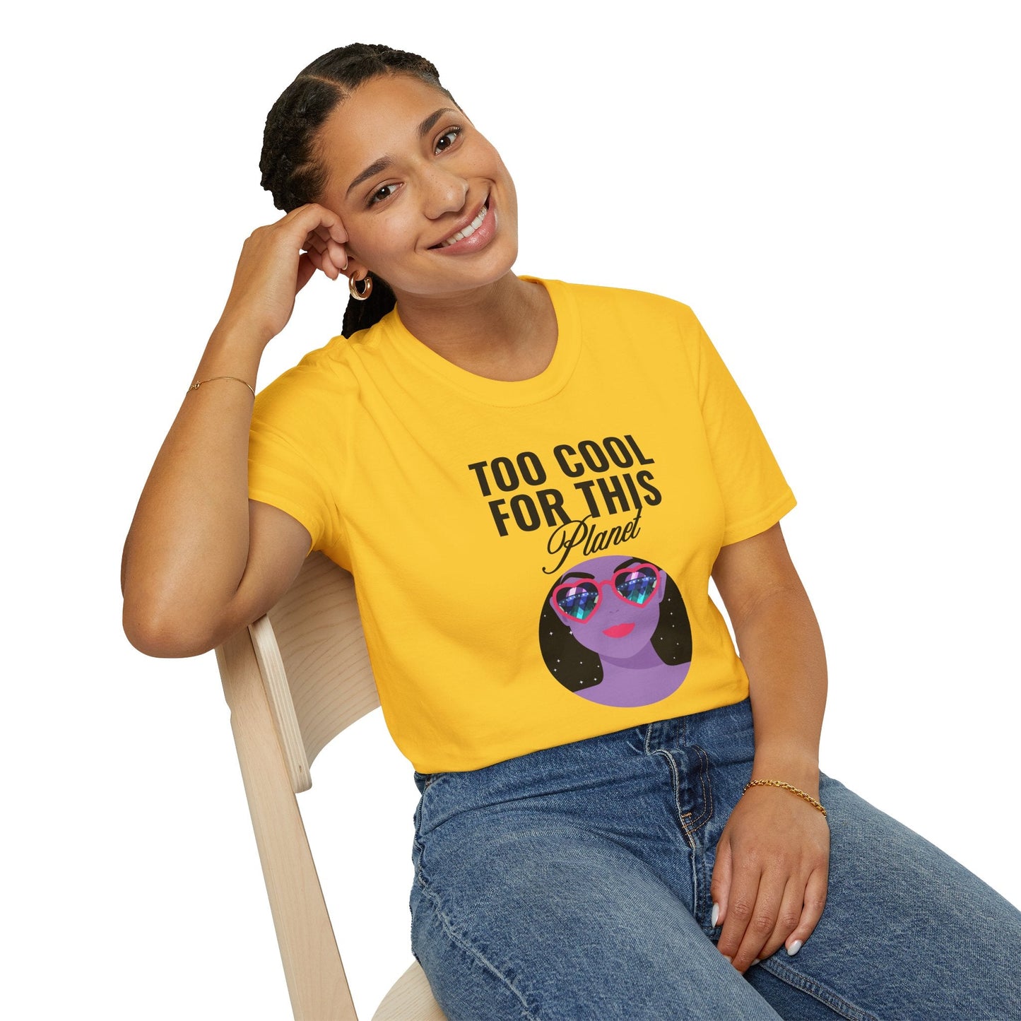 Too Cool For This Planet TShirt  Retro Alien Sunglasses Graphic Tee