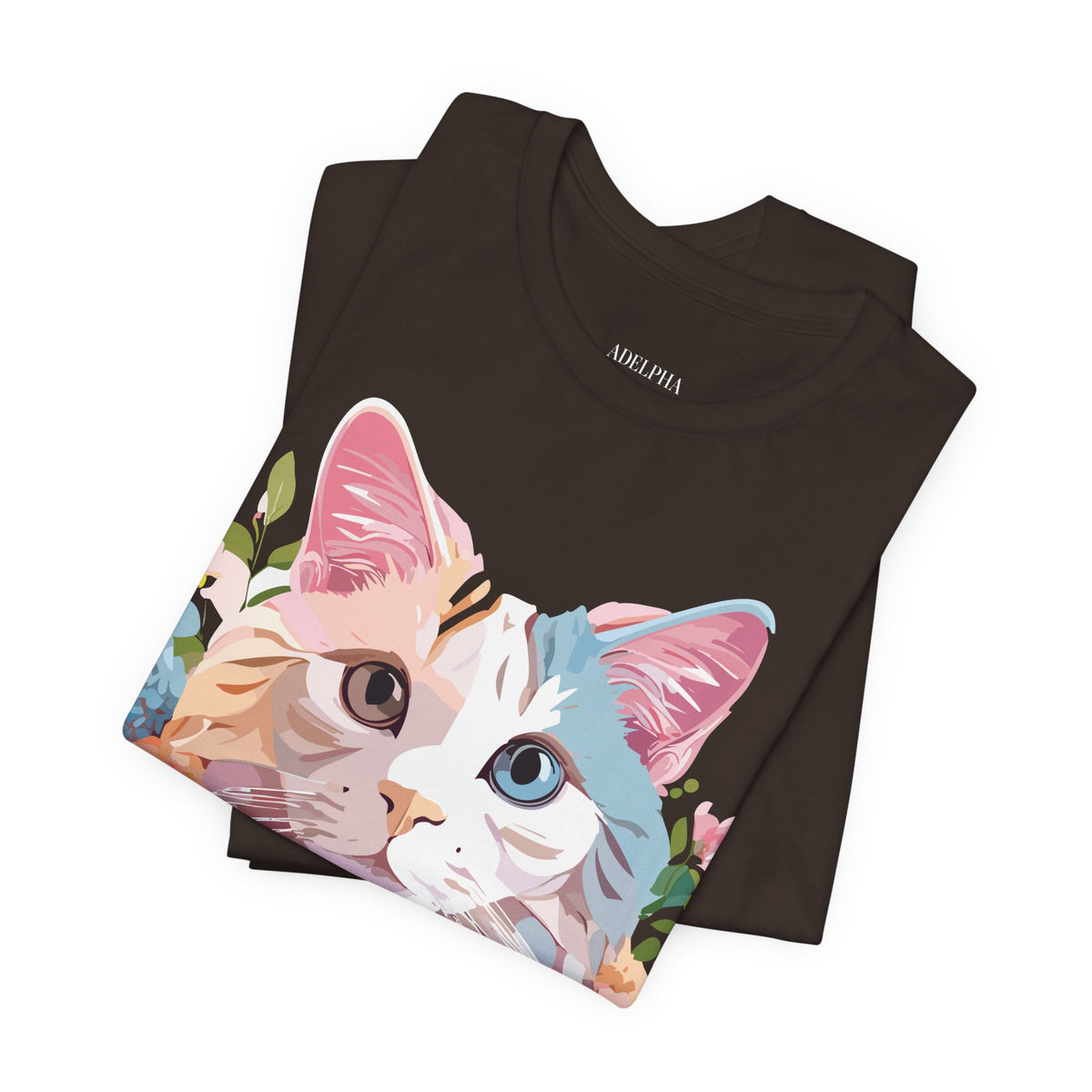 Cat Graphic Unisex Cotton Bella+Canvas Tee with Art Animal Design e111
