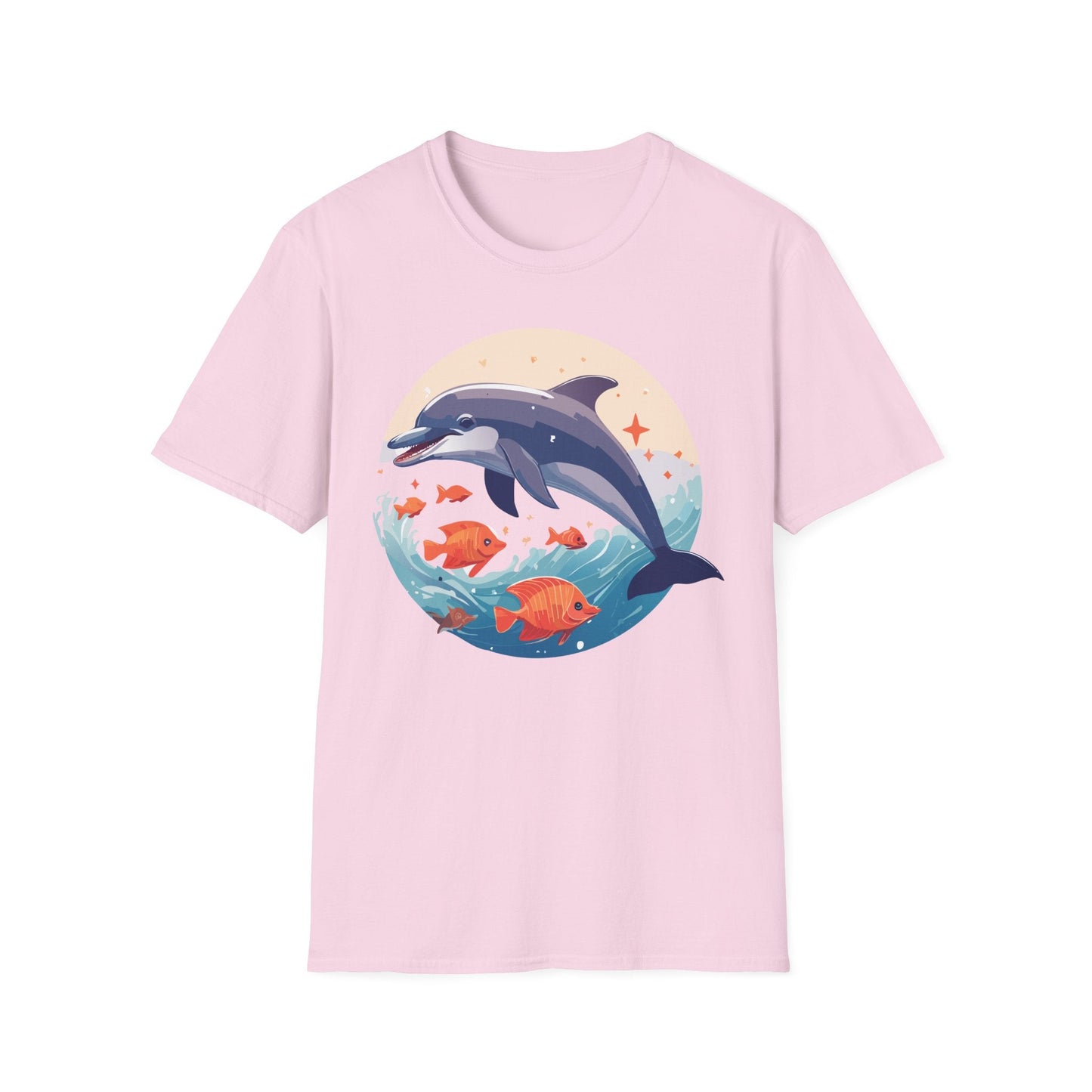 Unisex Dolphin Shirt Gildan Softstyle 64000 Short Sleeve Fish Tee With Dolphin Graphic