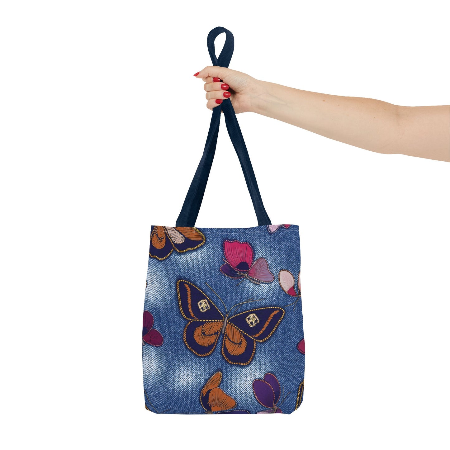 Denim Fabric Imitation Print Unisex Canvas Bag Poly Spun 3 Sizes Tote Bag 174
