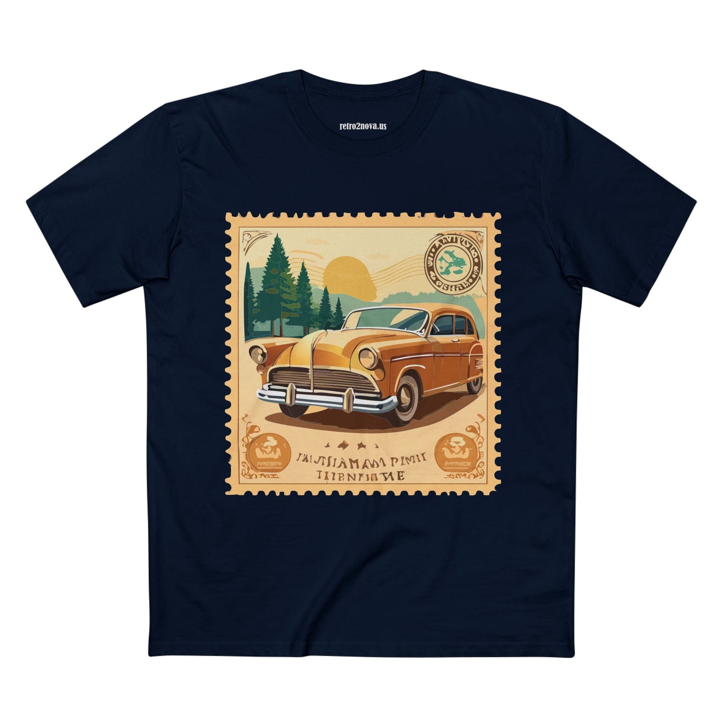 Retro2Nova Postage Stamp Shirt Unisex Premium Cotton Tee With Original Art Design