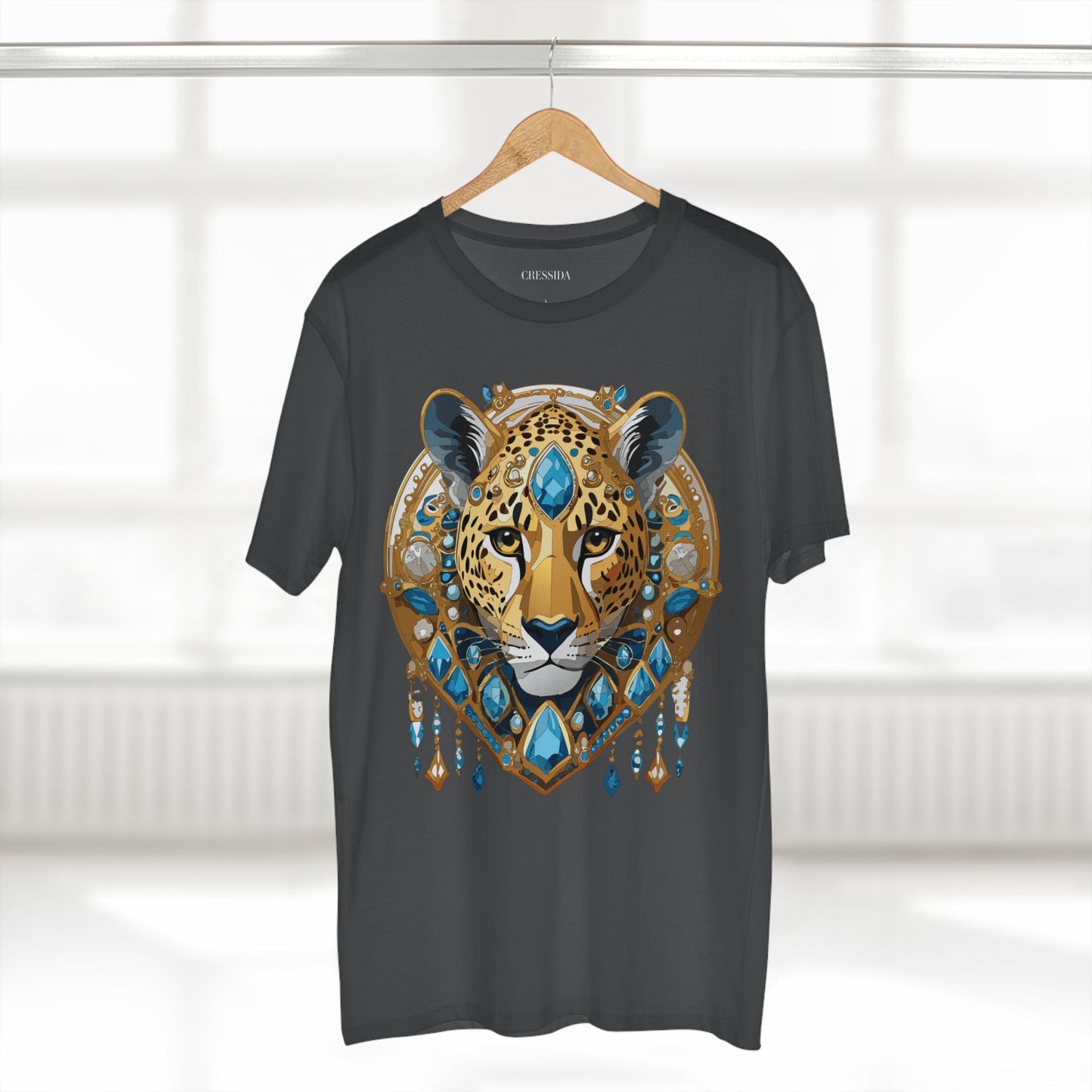 Cheetah Graphic Unisex 100 Cotton Tee With Unique Animal Golden Medallion Art Design 45