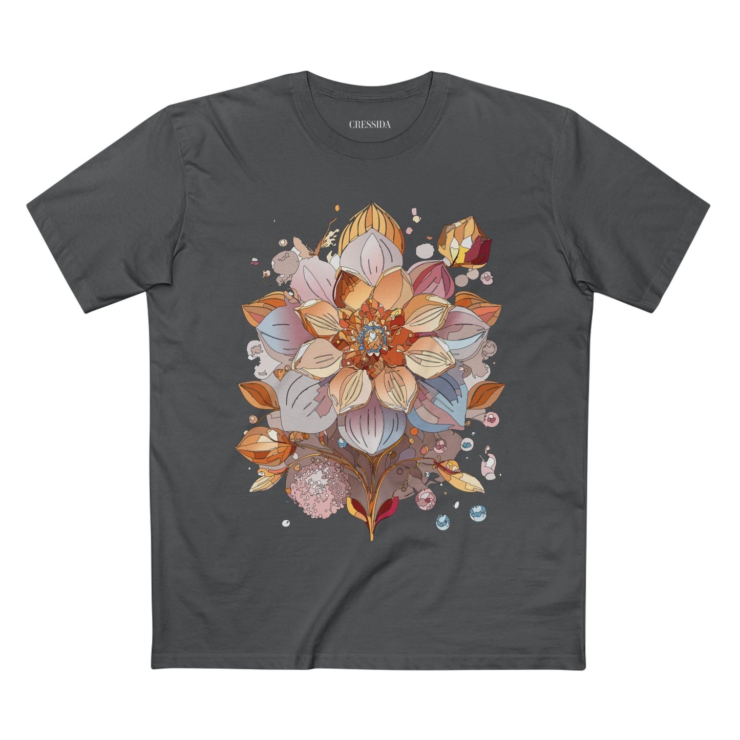 Floral Graphic T-Shirt Unisex 100 Cotton Art Design with Antique Flowers Tee 5