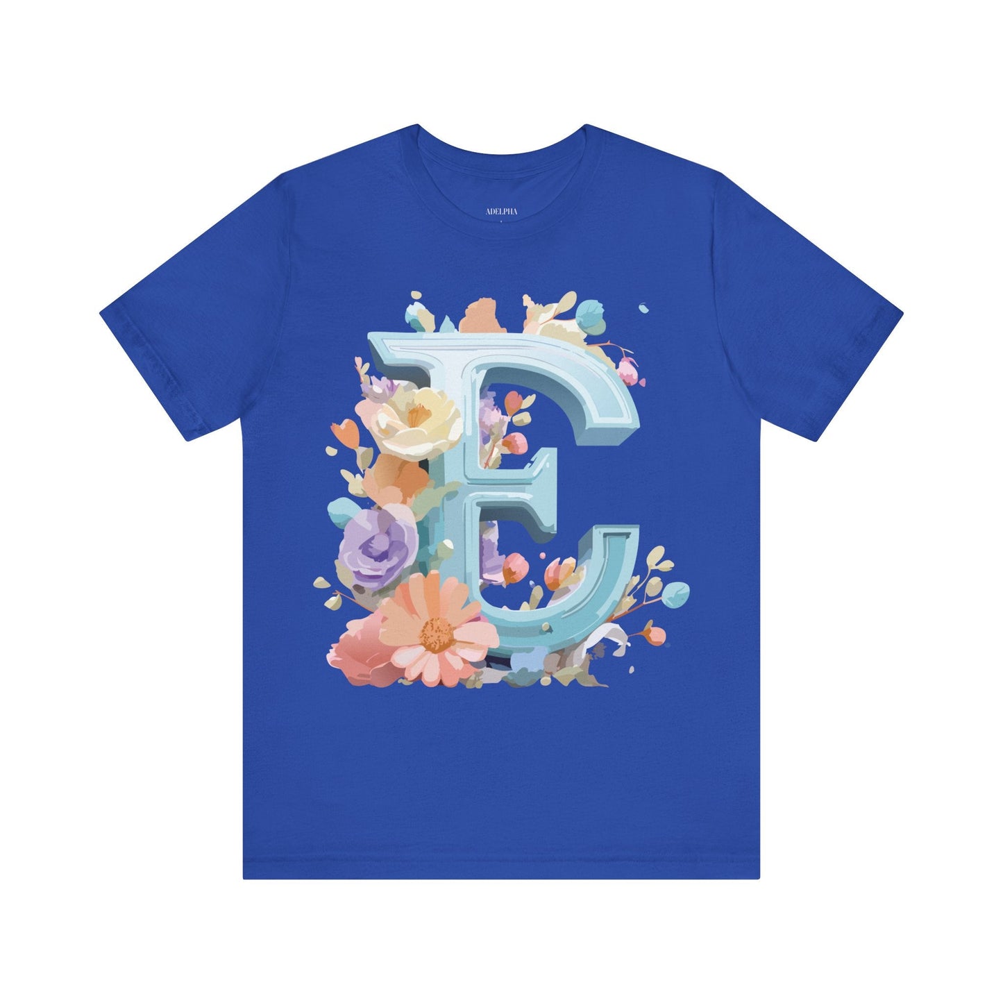Letter E Graphic Tee Unisex Vintage Inspired Art Design Adelpha Short Sleeve Shirt