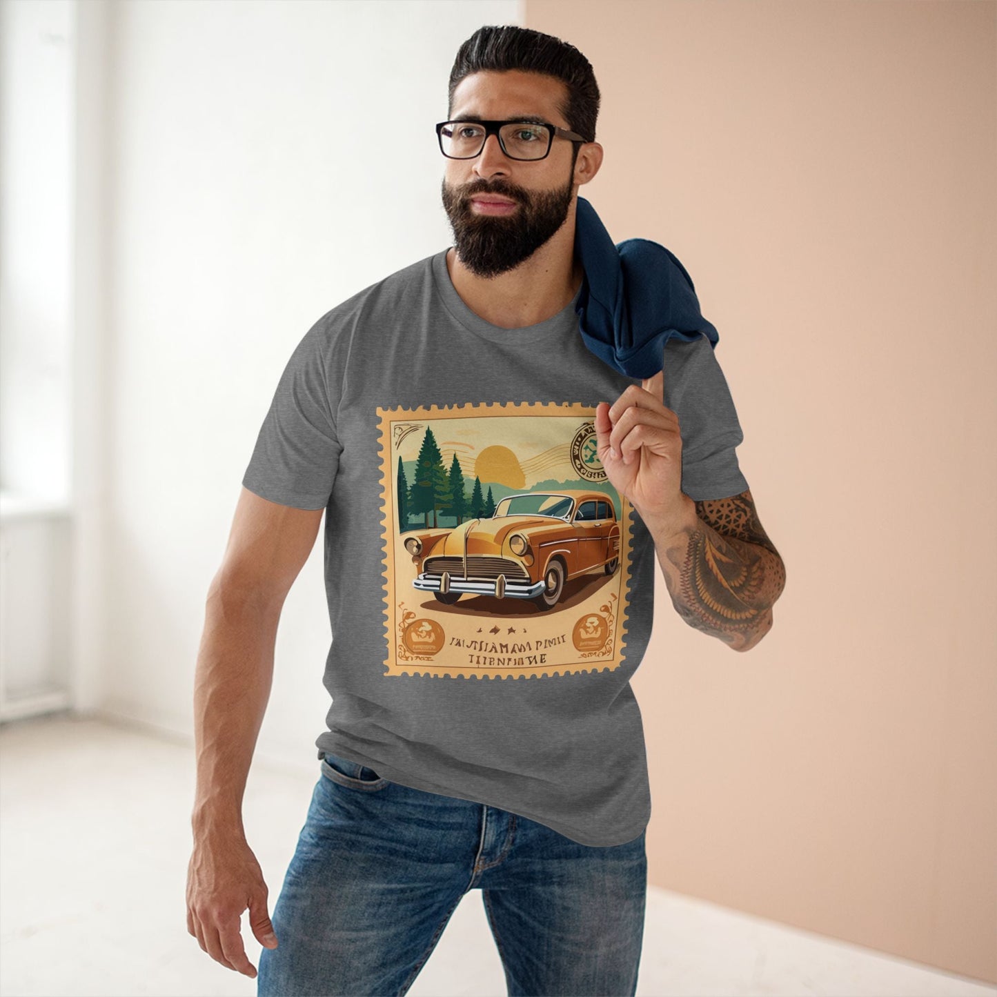 Retro2Nova Postage Stamp Shirt Unisex Premium Cotton Tee With Original Art Design