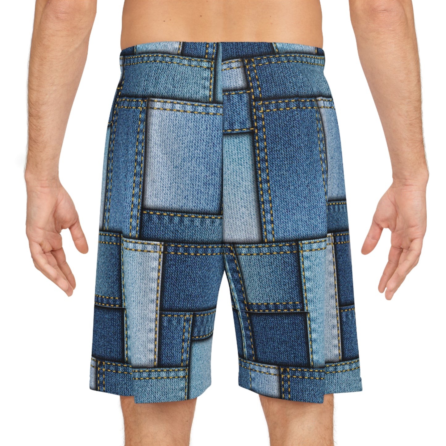 Denim Print Basketball Shorts, Basketball Shorts with Denim Print 1