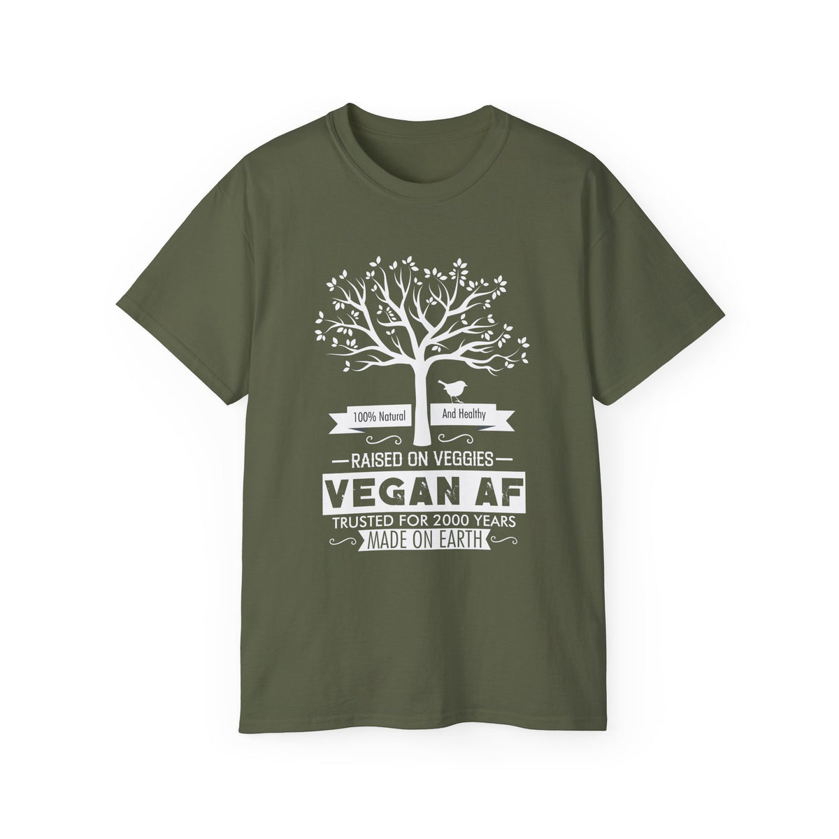 Vegan AF Tree Graphic Tee | Raised on Veggies, 100% Natural Shirt