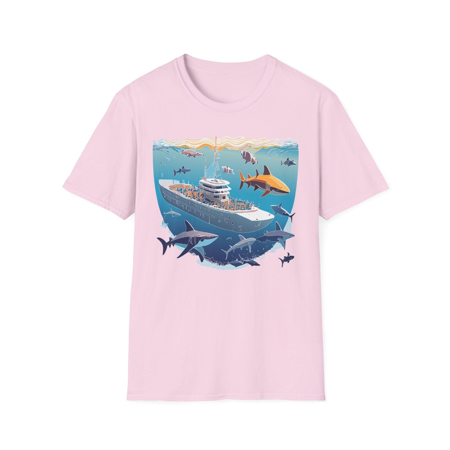Ocean Tee Shirt Unisex Softstyle Short Sleeve With Ocean Art Design 100 Percent Ring Spun Cotton