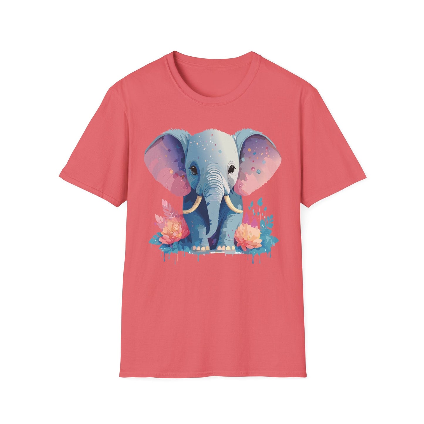 Elephant T Shirt For Adults Unisex Gildan Softstyle 64000 100 Percent Ring Spun Cotton Tee