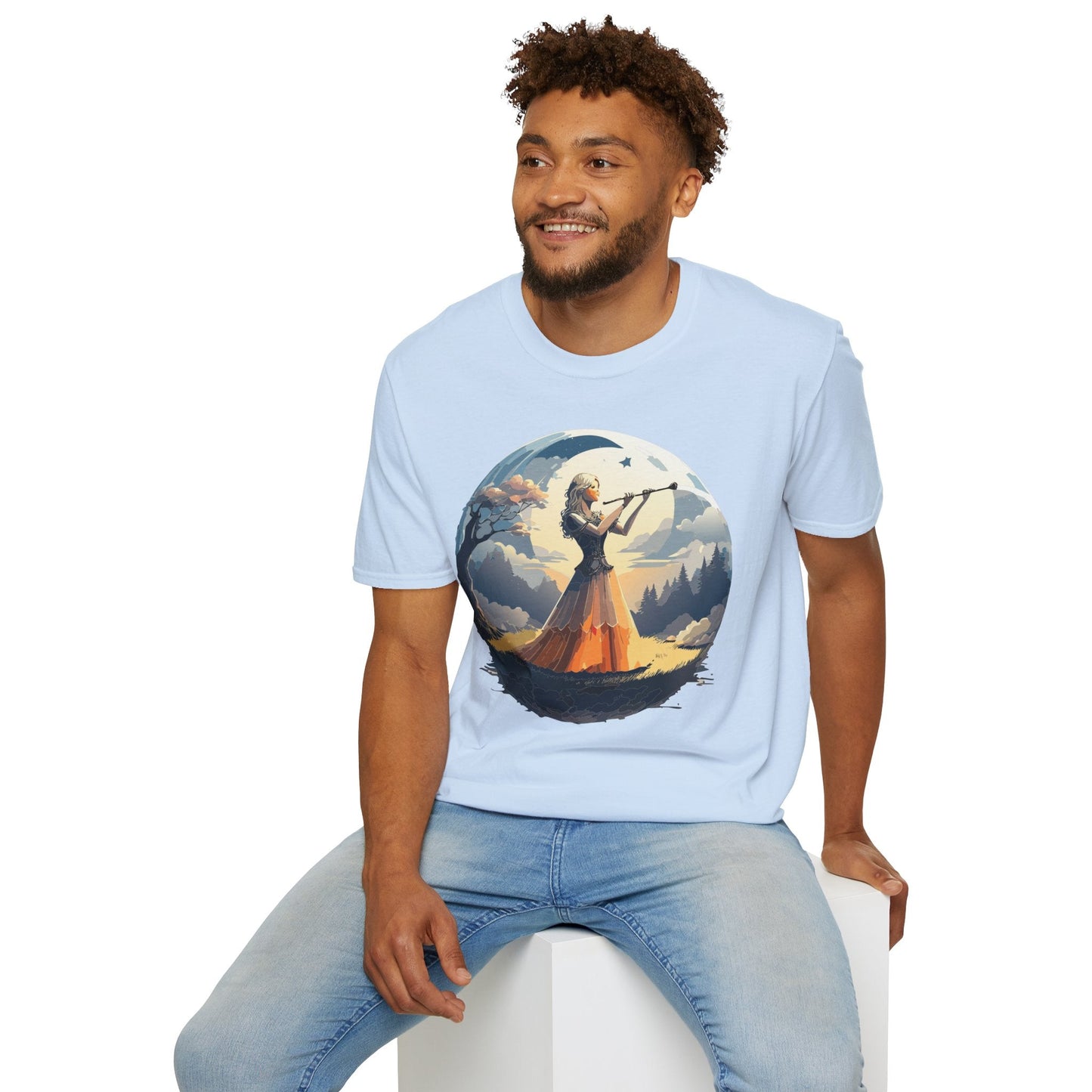 Unisex Softstyle Graphic T Shirt 100 Percent Ring Spun Cotton Art Design Tee For Women