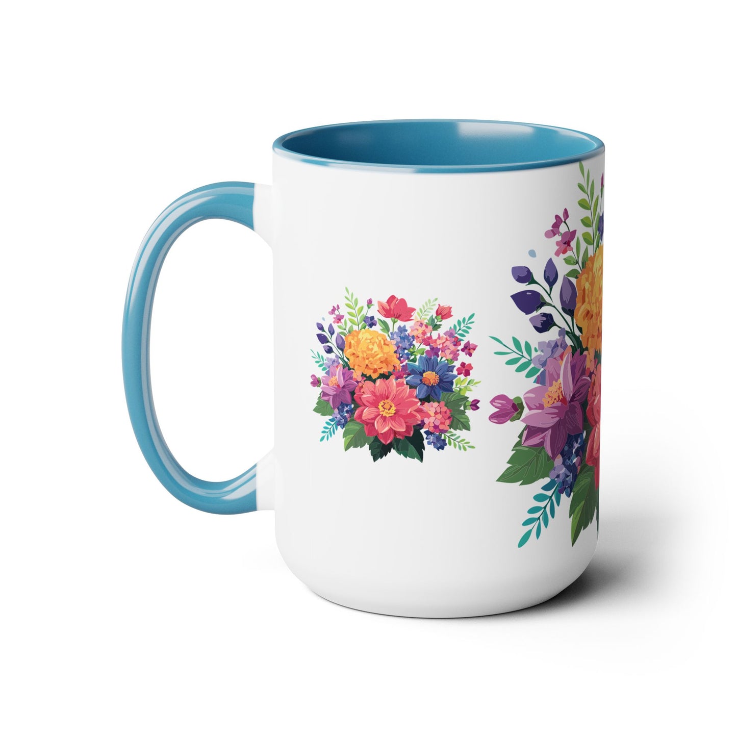 Tazas de café de dos tonos con flores
