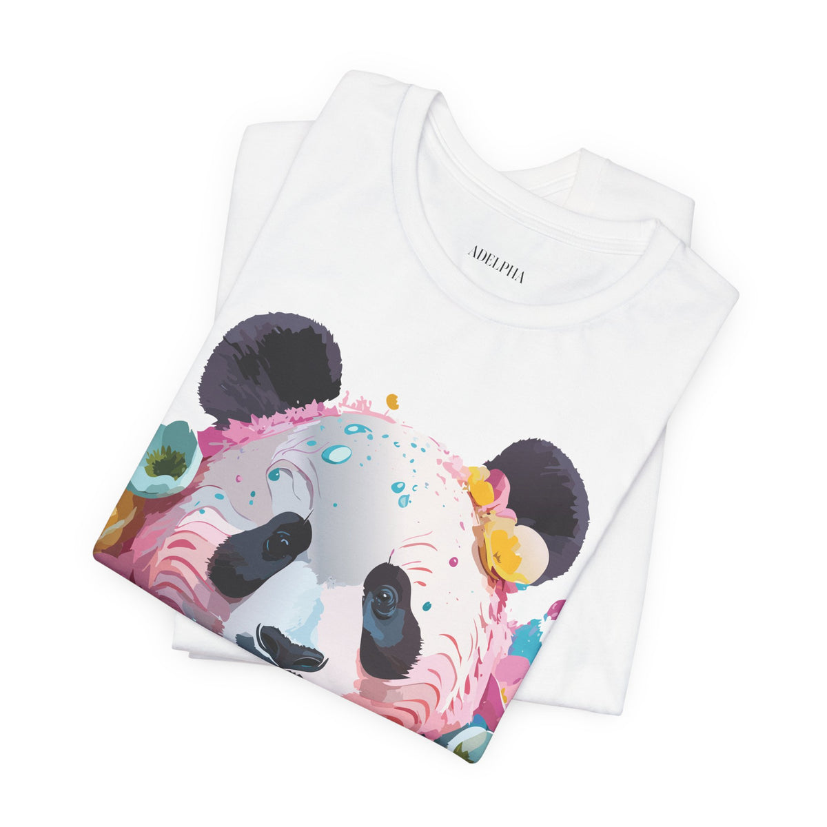 Panda Graphic Unisex Cotton Bella+Canvas Tee with Art Animal Design e138
