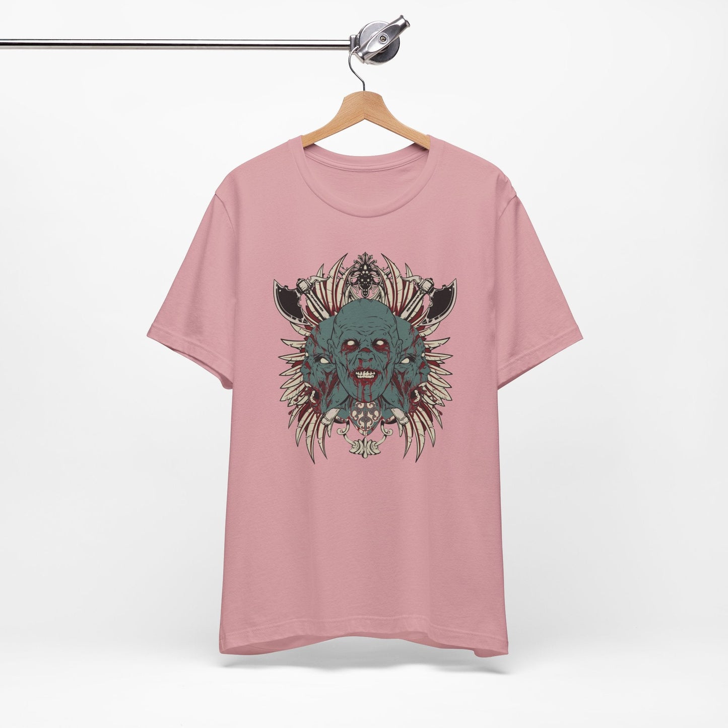 Zombie Skull Mandala T-Shirt Horror Graphic Tee, Gothic Skull Art-54-2